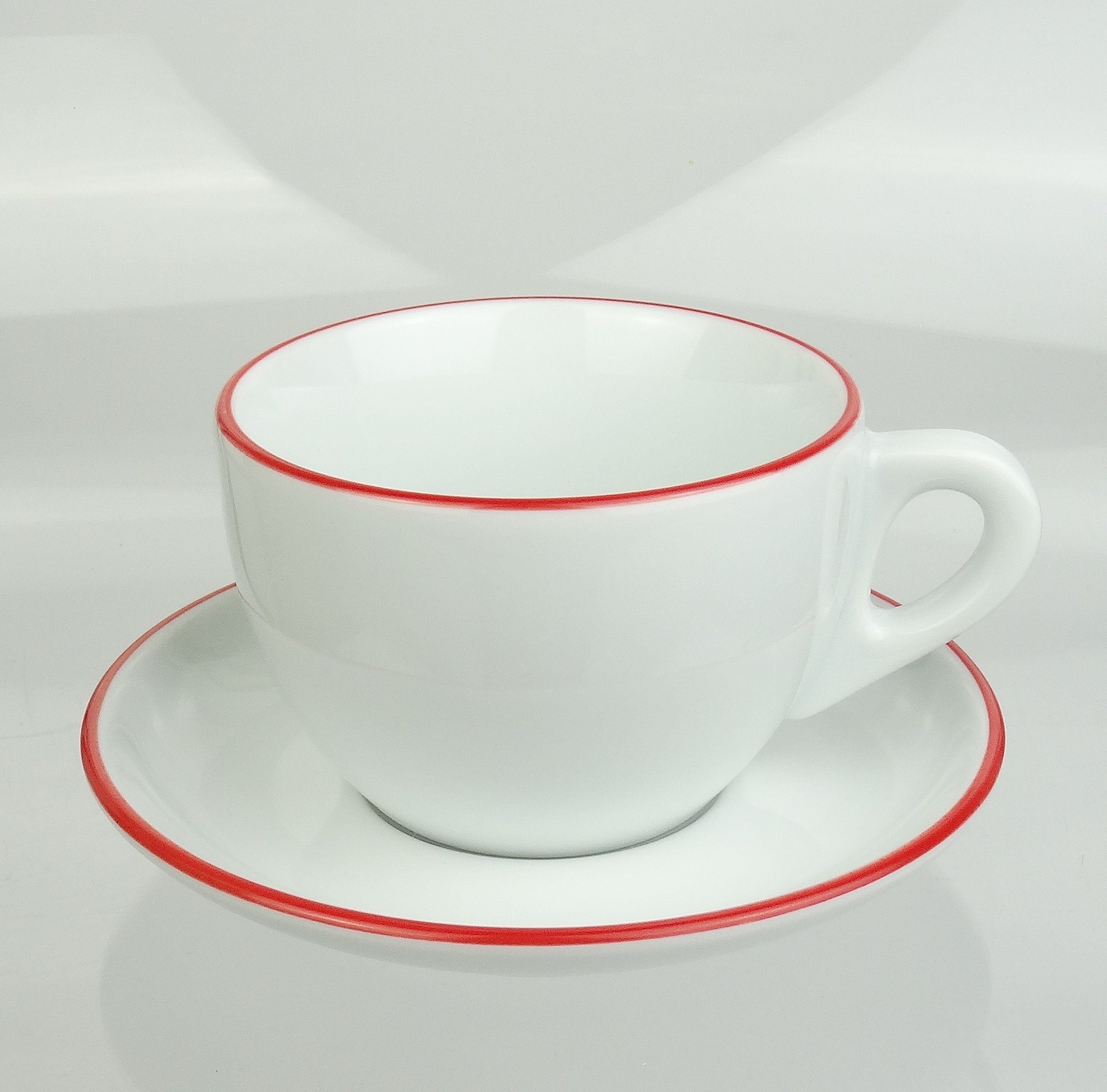 Ancap Cappuccinotasse dickwandig, roter Rand, Made in Italy, 2-tlg., Porzellan, 2-teilig