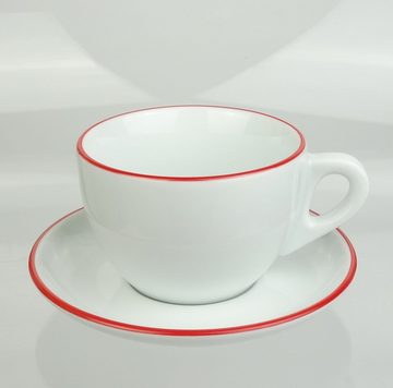 Ancap Cappuccinotasse dickwandig, roter Rand, Made in Italy