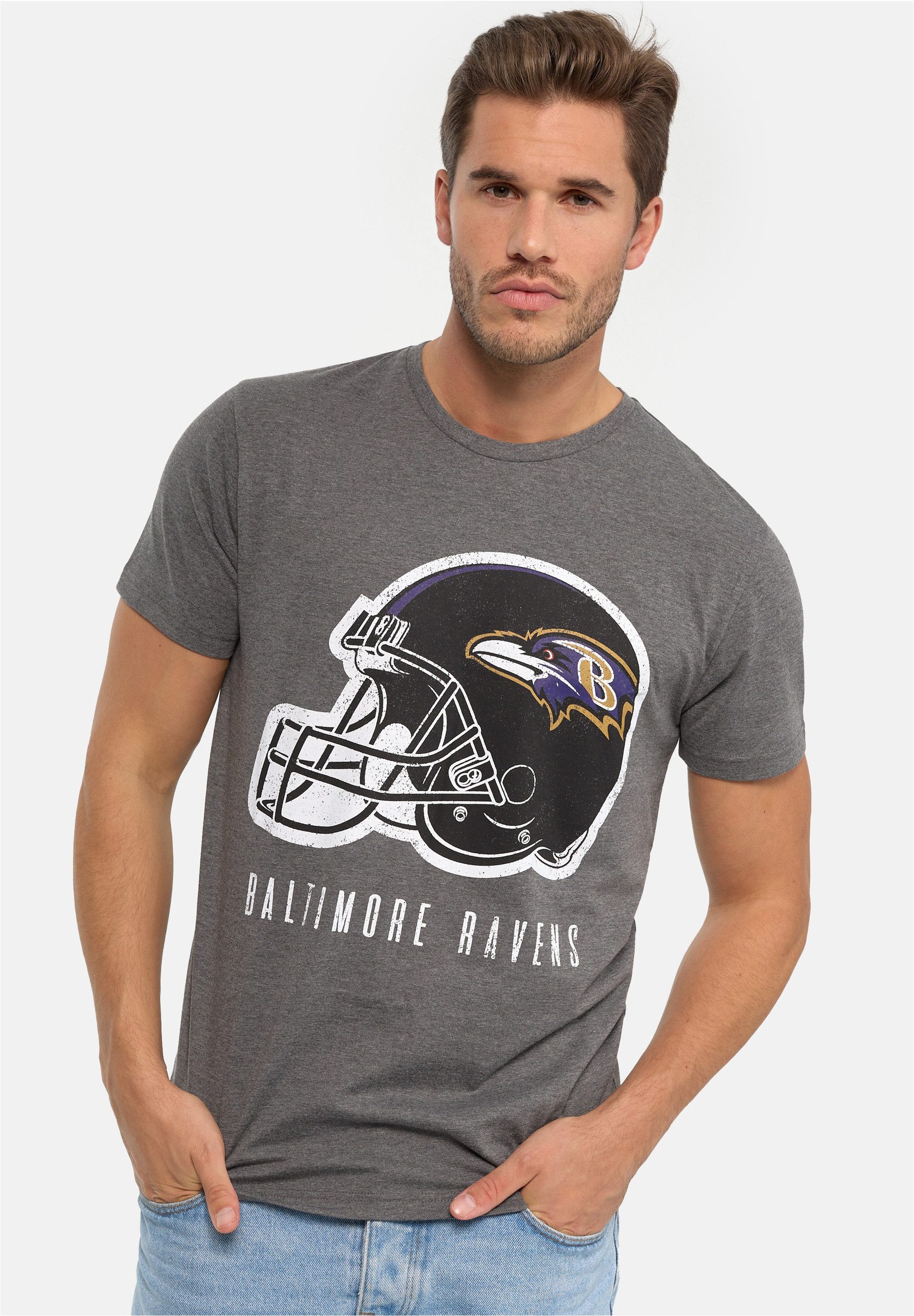 Recovered T-Shirt NFL Ravens Helmet Dark Core (1-tlg) für alle Fans der Baltimore Ravens