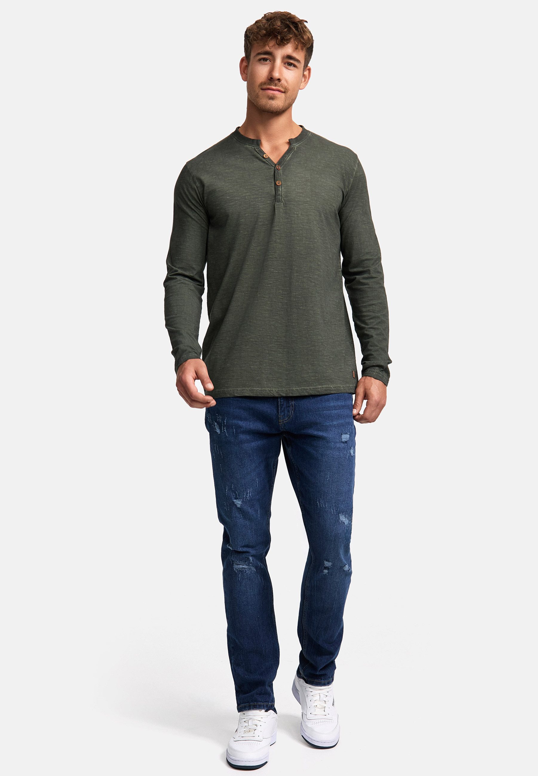 Indicode Langarmshirt Herren INKilsone Shirt Langarm Herrenshirt lässiges Longsleeve mit modischer Knopfleiste
