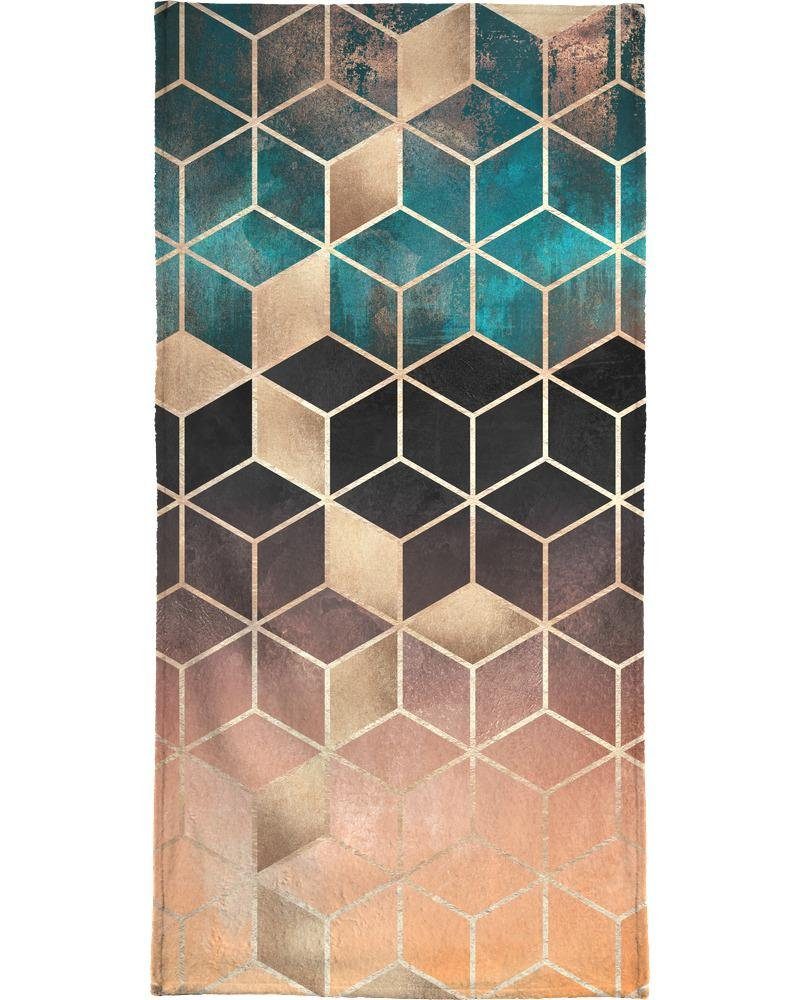 Juniqe Handtuch Ombre Dream Cubes - Handtuch Einseitig bedrucktes, Frottee-Veloursqualität (1-St), Bedruckte Oberseite in weicher Frottee-Veloursqualität.