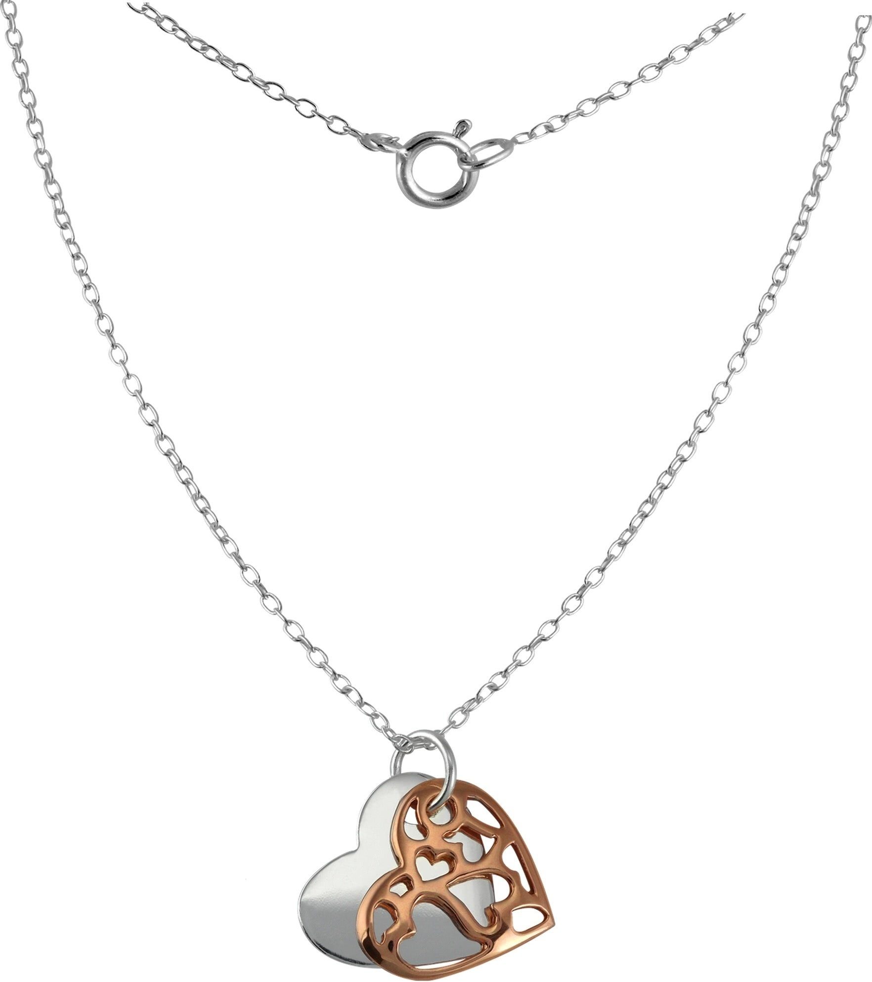 SilberDream Silberkette SilberDream Herz Halskette 58 Sterling silber (Rosegold 45cm, Silber, ca. vergoldet Halskette (Herz) rose, 925