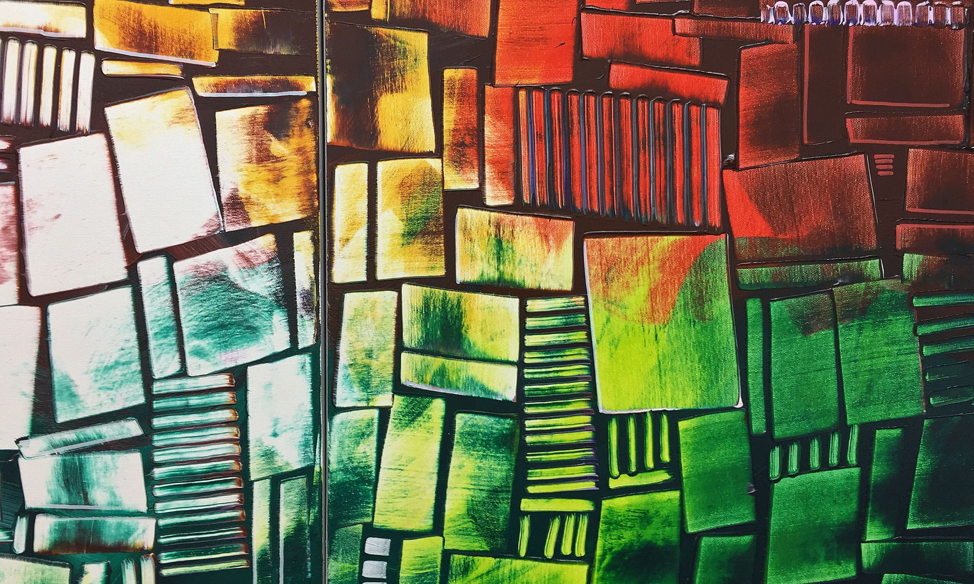 WandbilderXXL XXL-Wandbild Brightly Coloured 210 x 70 cm, Abstraktes Gemälde, handgemaltes Unikat