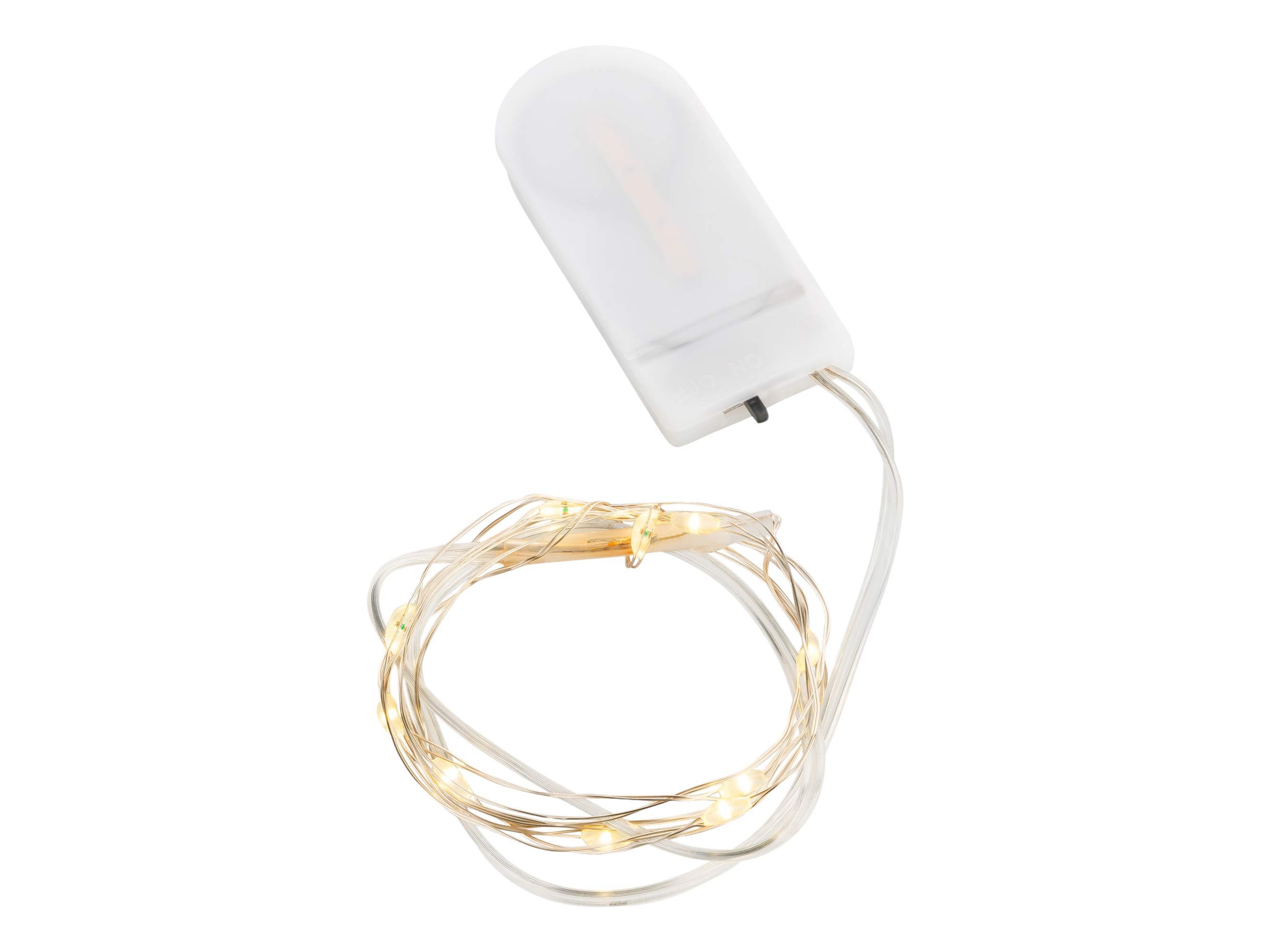 CEPEWA LED-Lichterkette, Batterie Draht silber 10 LEDs 0,9m günstig online kaufen