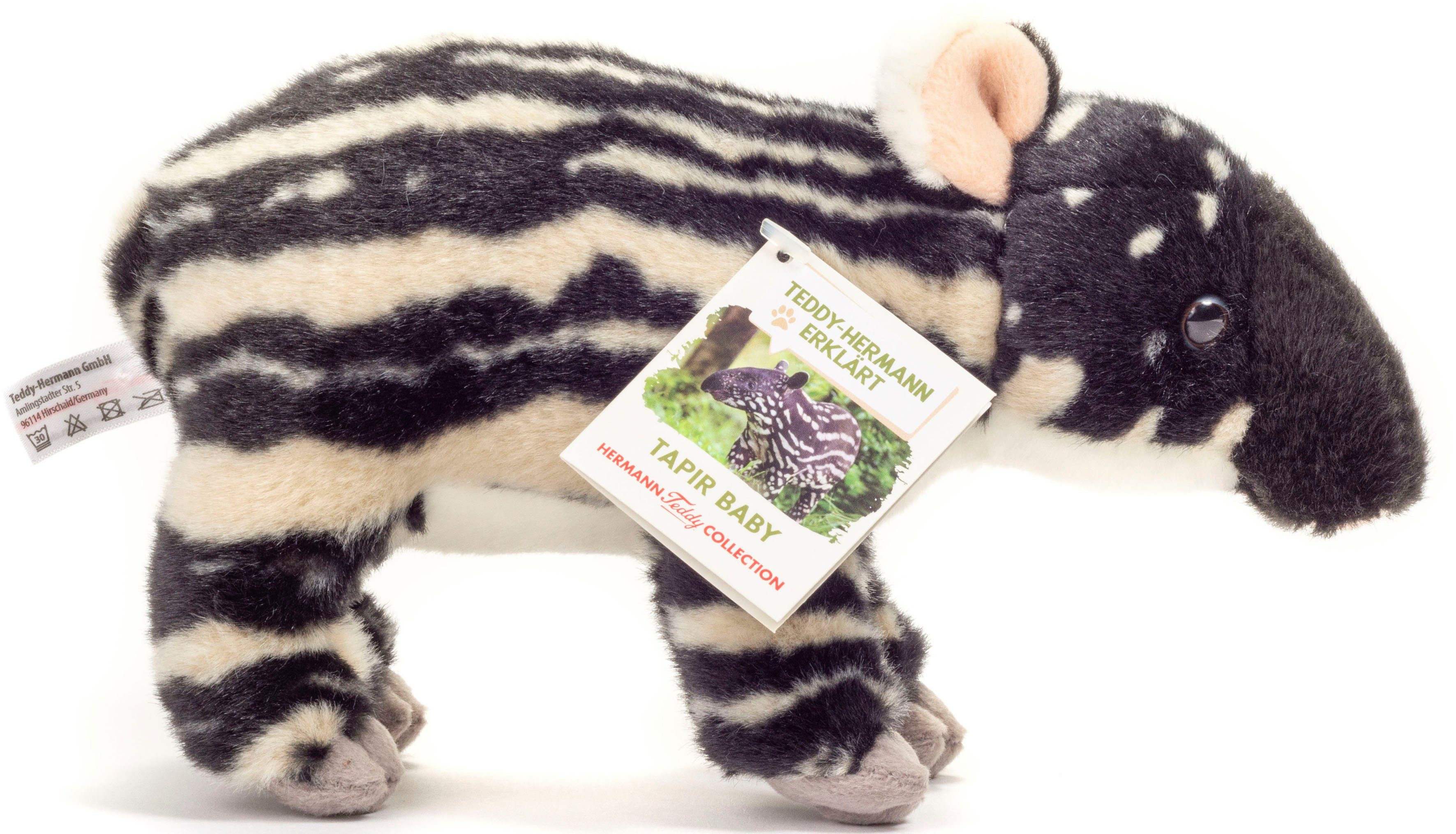 Teddy Hermann® Kuscheltier Tapir Baby 24 cm, schwarz/weiß, zum Teil aus recyceltem Material