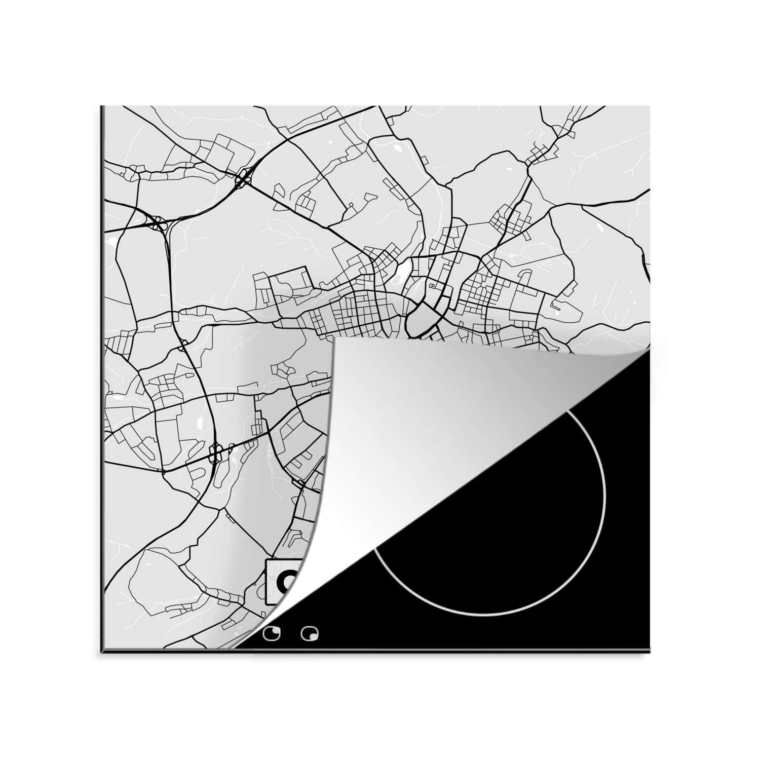 Ceranfeldabdeckung, Karte cm, Chemnitz, - MuchoWow küche Arbeitsplatte 78x78 - Herdblende-/Abdeckplatte für Karte Deutschland von tlg), (1 Vinyl,