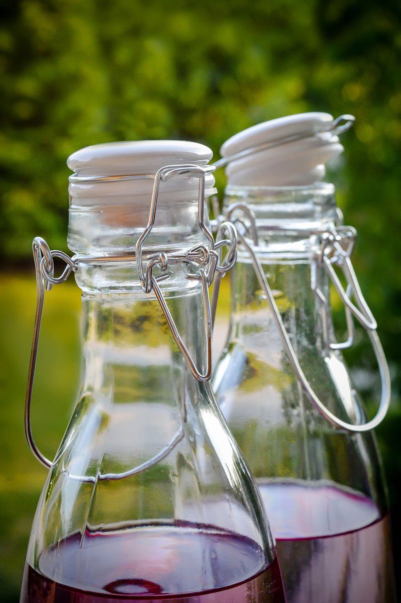 Sendez Trinkflasche 2er Set Glasflasche mit Bügelverschluss und Griff 1000ml Saftflasche