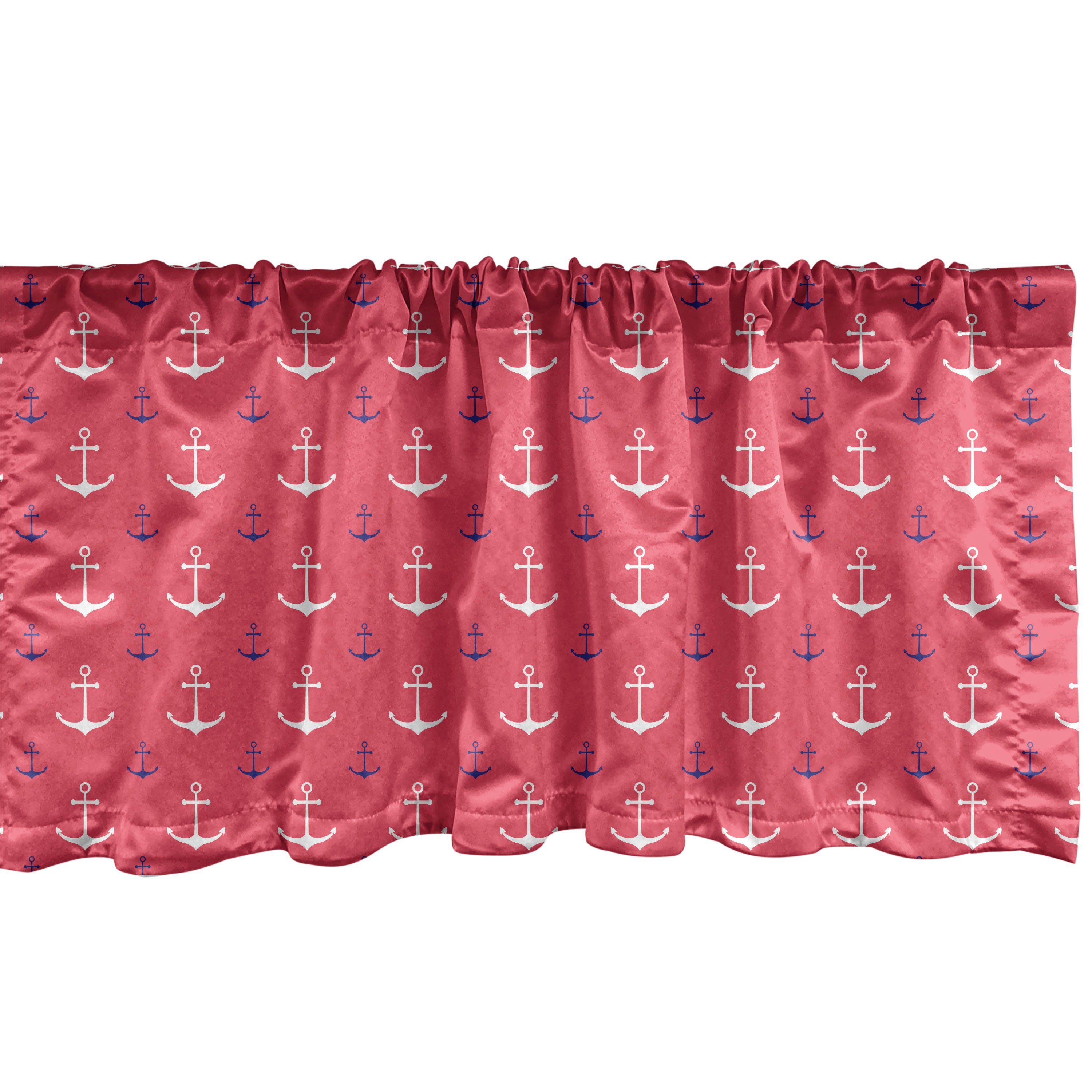 Scheibengardine Vorhang Volant für Küche Schlafzimmer Dekor mit Stangentasche, Abakuhaus, Microfaser, Anker Symmetrische Nautik Kunst