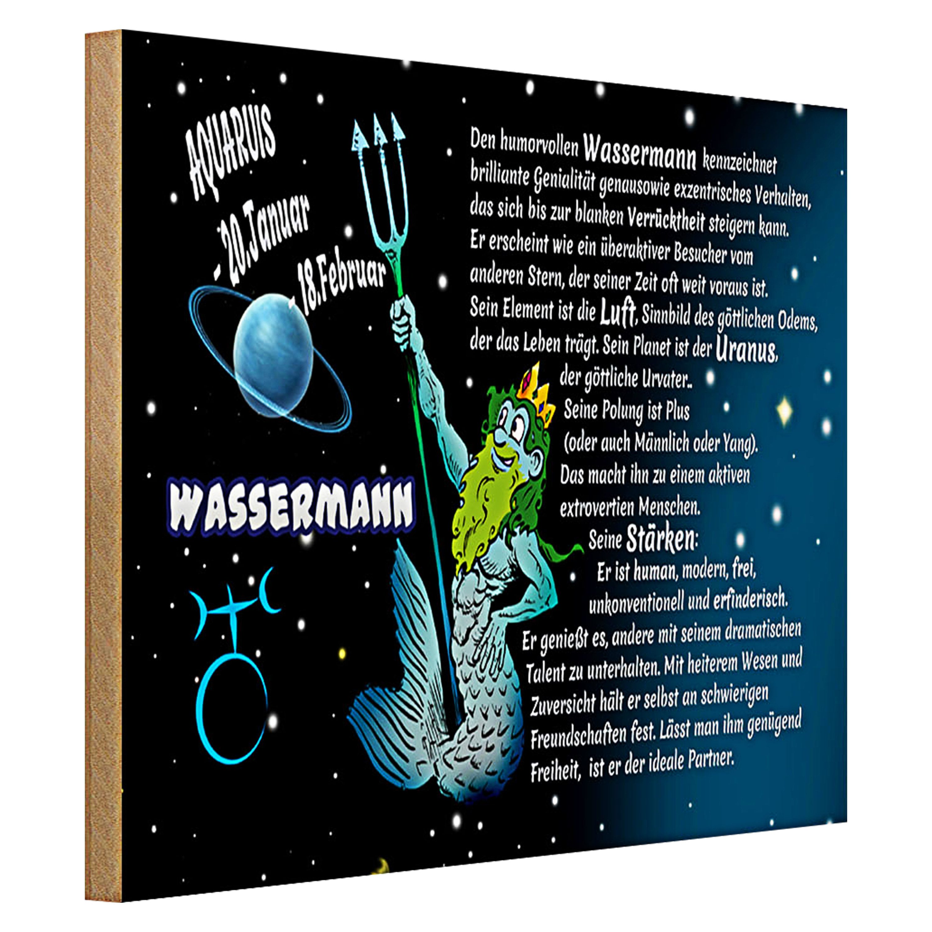 Roomando Holzbild Sternzeichen 40x30cm Wassermann