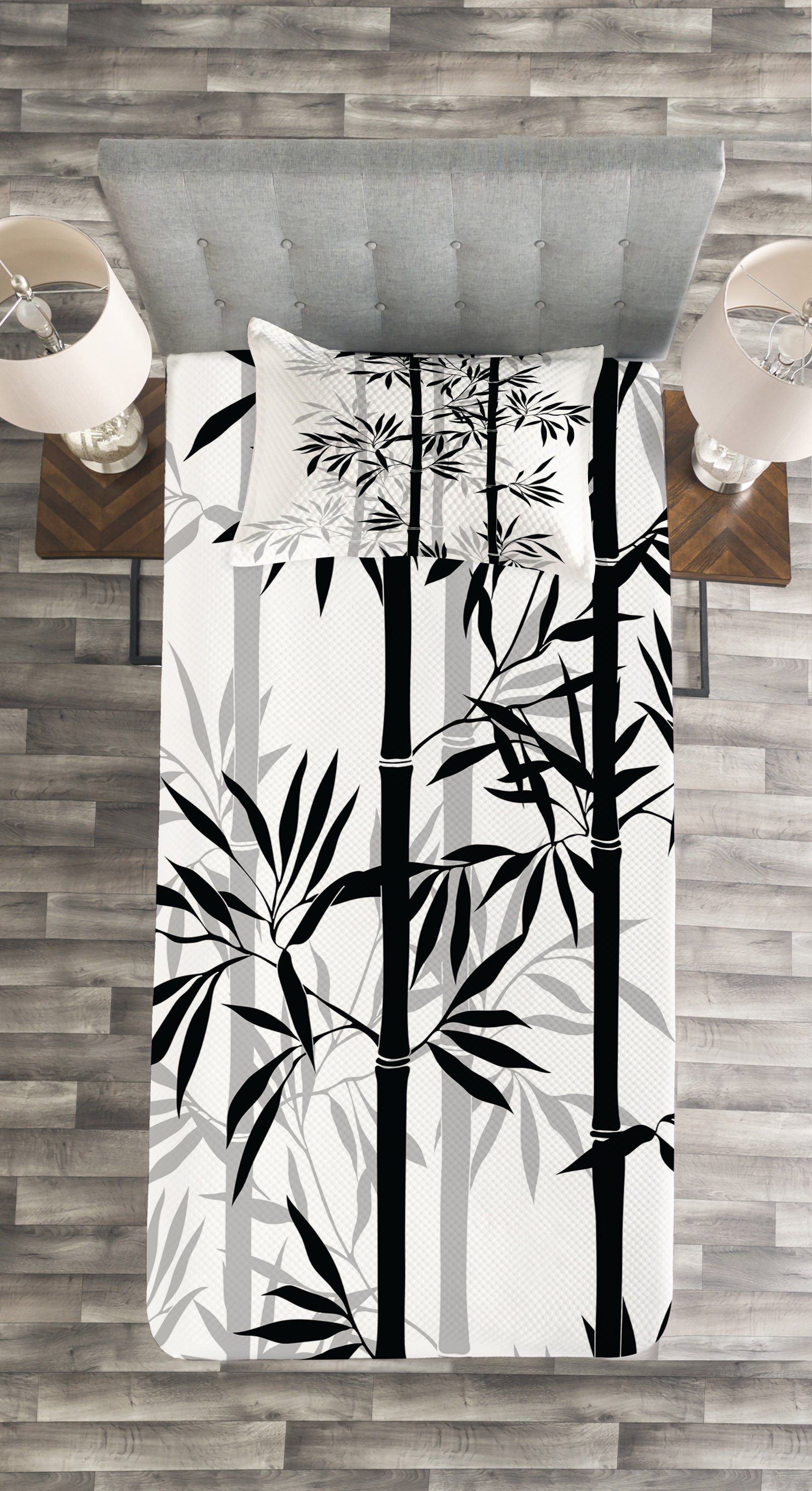 Bambus-Baum-Blätter Kissenbezügen Set Waschbar, mit Bambus Abakuhaus, Tagesdecke