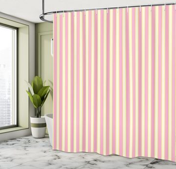 Abakuhaus Duschvorhang Moderner Digitaldruck mit 12 Haken auf Stoff Wasser Resistent Breite 175 cm, Höhe 180 cm, Rosa und Gelb Retro Pastellfarben