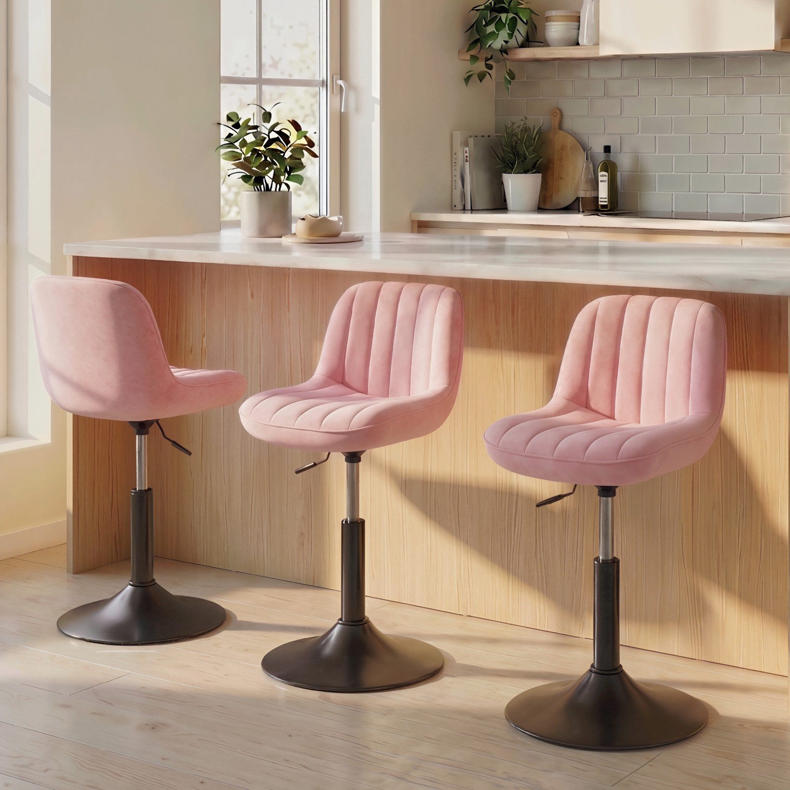 HOMALL Barhocker Höhenverstellbarer, um 360° drehbarer Friseurstuhl Drehstühle (1 St/2 St Barhocker und Schminkstuihle mit doppelter Polsterung, geeignet fur Sc – Bild 4 von 5