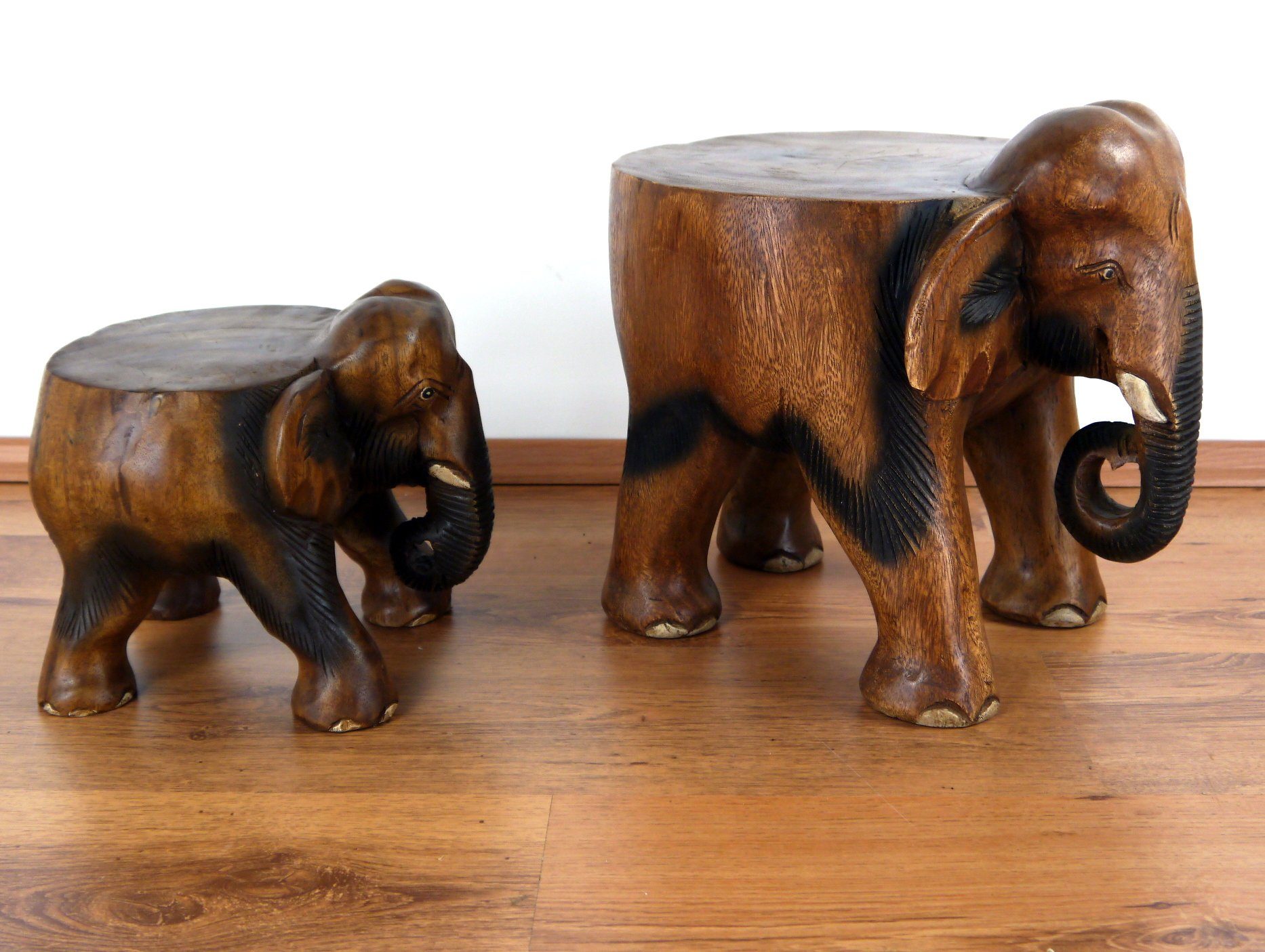 livasia Dekofigur Holzelefant mit Ablage, Hocker, Podest, Beistelltisch (20cm/30cm Höhe) – Bild 5 von 5
