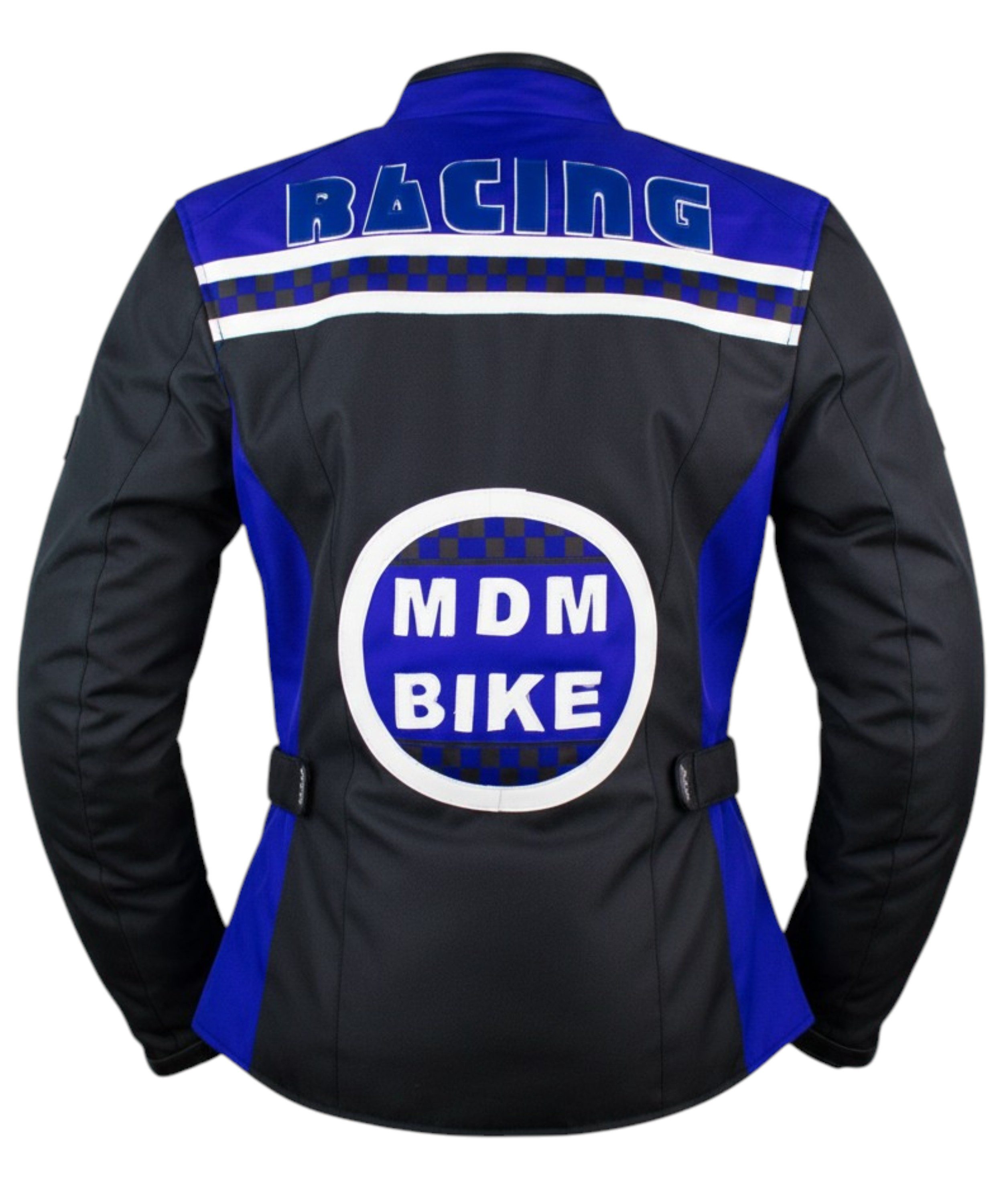 MDM Motorradjacke Damen Motorradjacke Textil Racing Stil mit Protektoren (Sportliche Damen Bikerjacke mit Protektoren und Windschutzleiste) Damen Racing Motorradjacke mit Protektoren, winddicht, tailliert