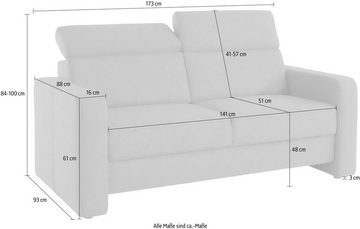 sit&more 2,5-Sitzer Bologna, inklusive Kopfteilverstellung und Federkern