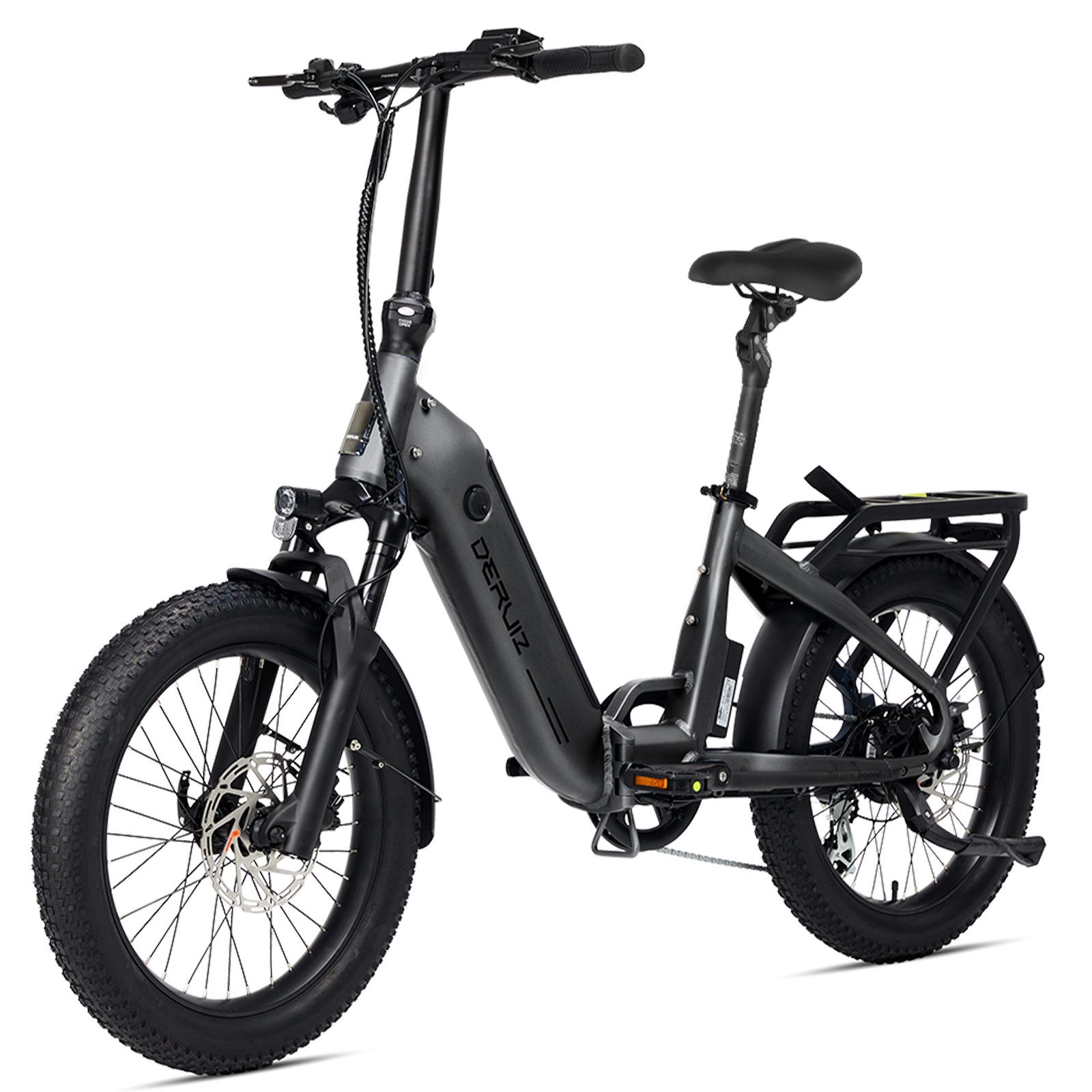 DERUIZ E-Bike Klapprad Peridot 20 Zoll 250 W 55 Nm, max. 143 km, Federsattelstütze 60 mm, 8 Gang ALTUS Schaltwerk, Kettenschaltung, Heckmotor, 500 Wh
