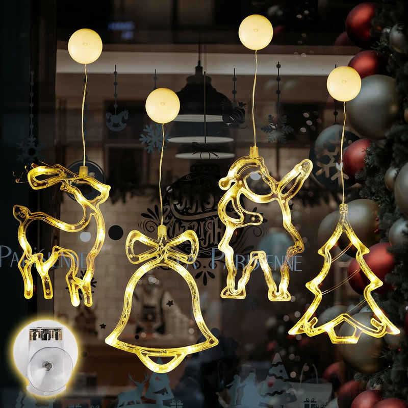 Salcar LED Fensterbild 4er Set LED Lichterkette Fensterdeko Weihnachtsdeko, Warmweiß