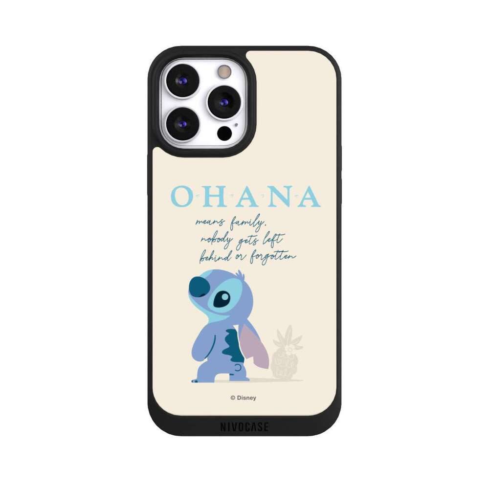 NIVOCASE Handyhülle Lilo & Stitch Offizielles Lizenzprodukt Disney Ohana Stitch, Apple iPhone 13 Pro Max Handyhülle Hülle NIVOpure Case Schwarz
