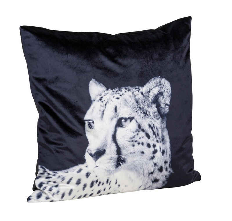 Gehlmann Dekokissen »Premium Kuschelkissen Samtkissen mit Leoparddesign und Füllung, Farbe: schwarz 45x45cm«