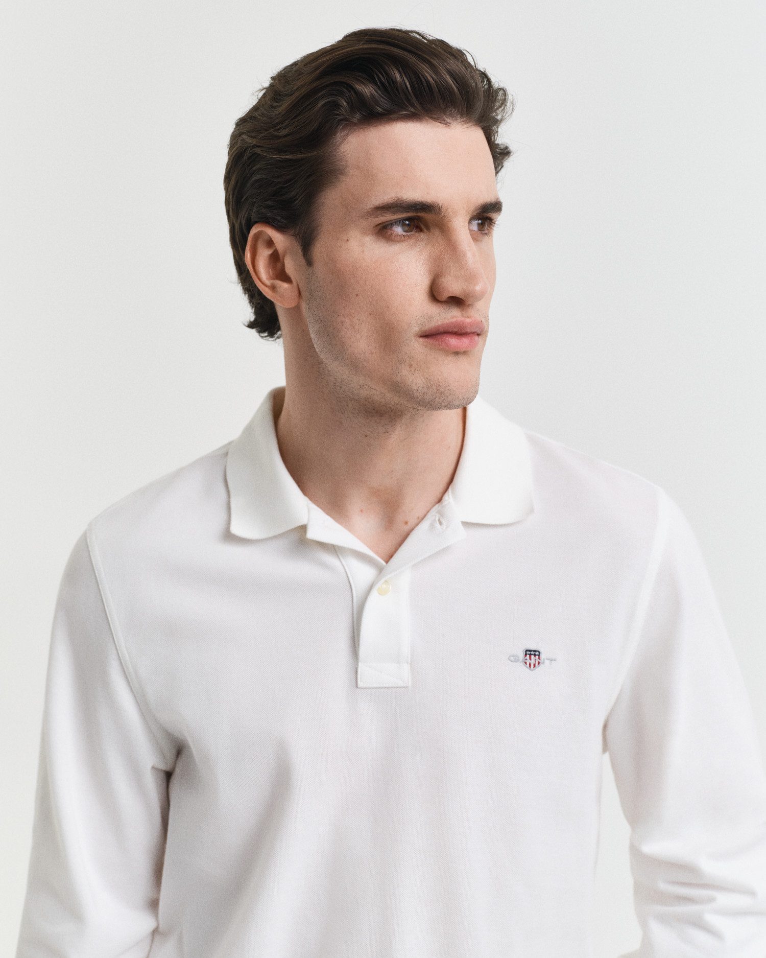 Gant Poloshirt REG SHIELD LS PIQUE RUGGER mit Logotickerei auf der Brust