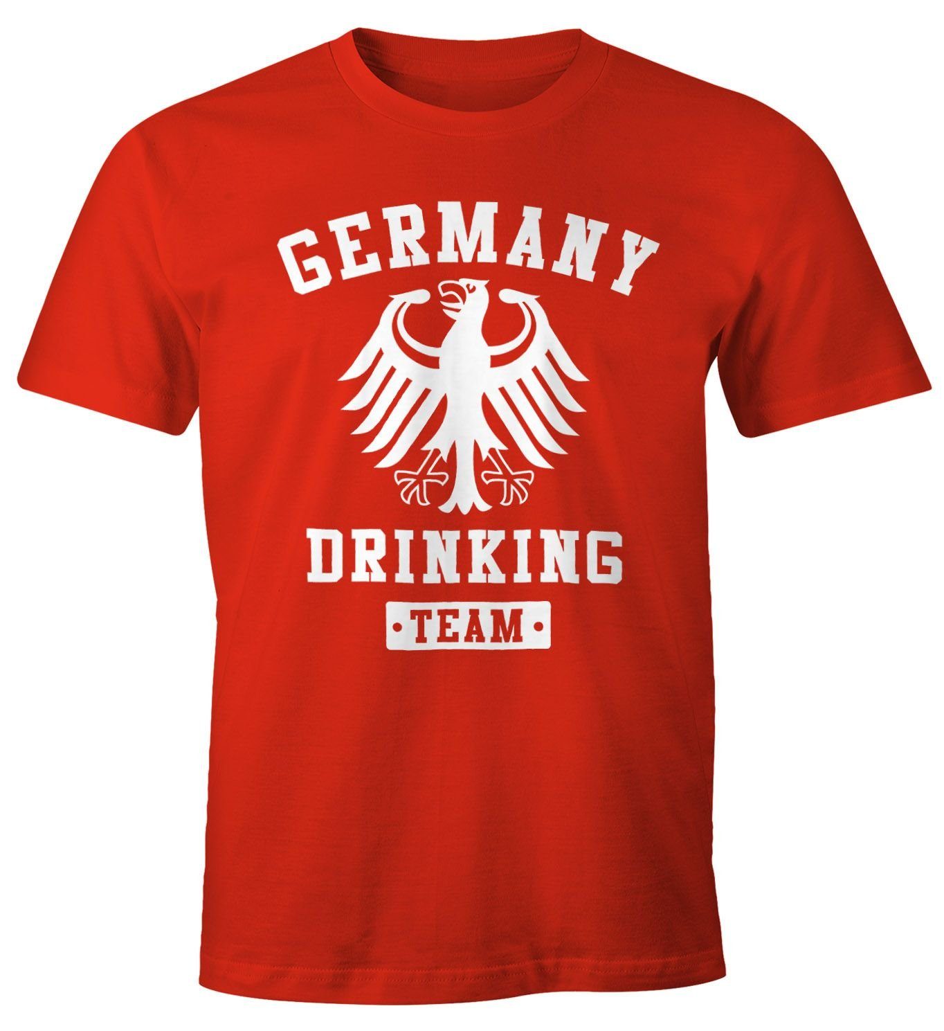 MoonWorks Print-Shirt Deutschland Herren T-Shirt Germany Drinking Team Bier Adler Fun-Shirt Moonworks® mit Print rot