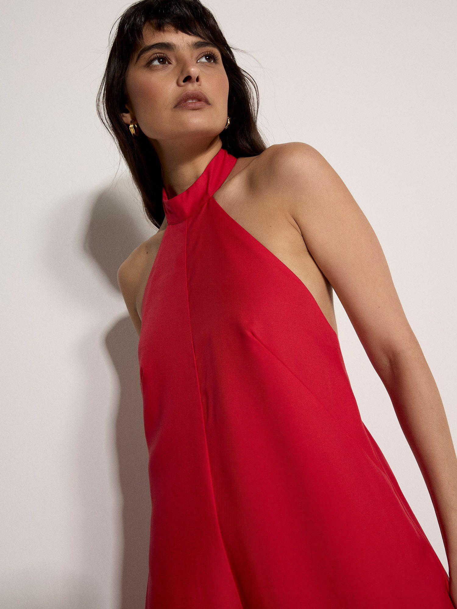 Apricot Jumpsuit Neckholder-Jumpsuit mit weitem Bein