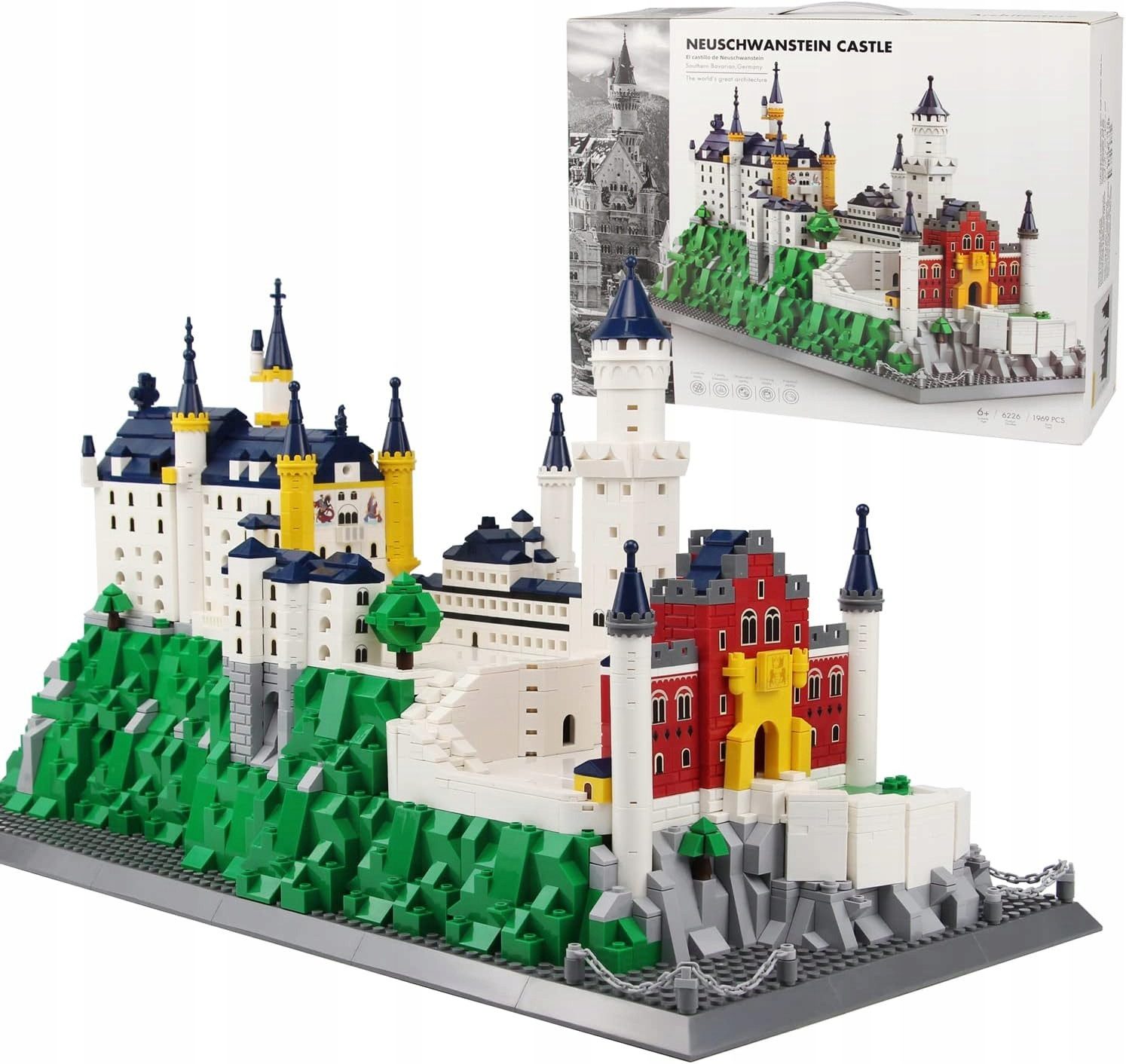 COIL Modellbausätze, Architekturmodell, Konstruktionsspielsteine Spielbausteine, (1969 St), Schloss Neuschwanstein, Schwangau