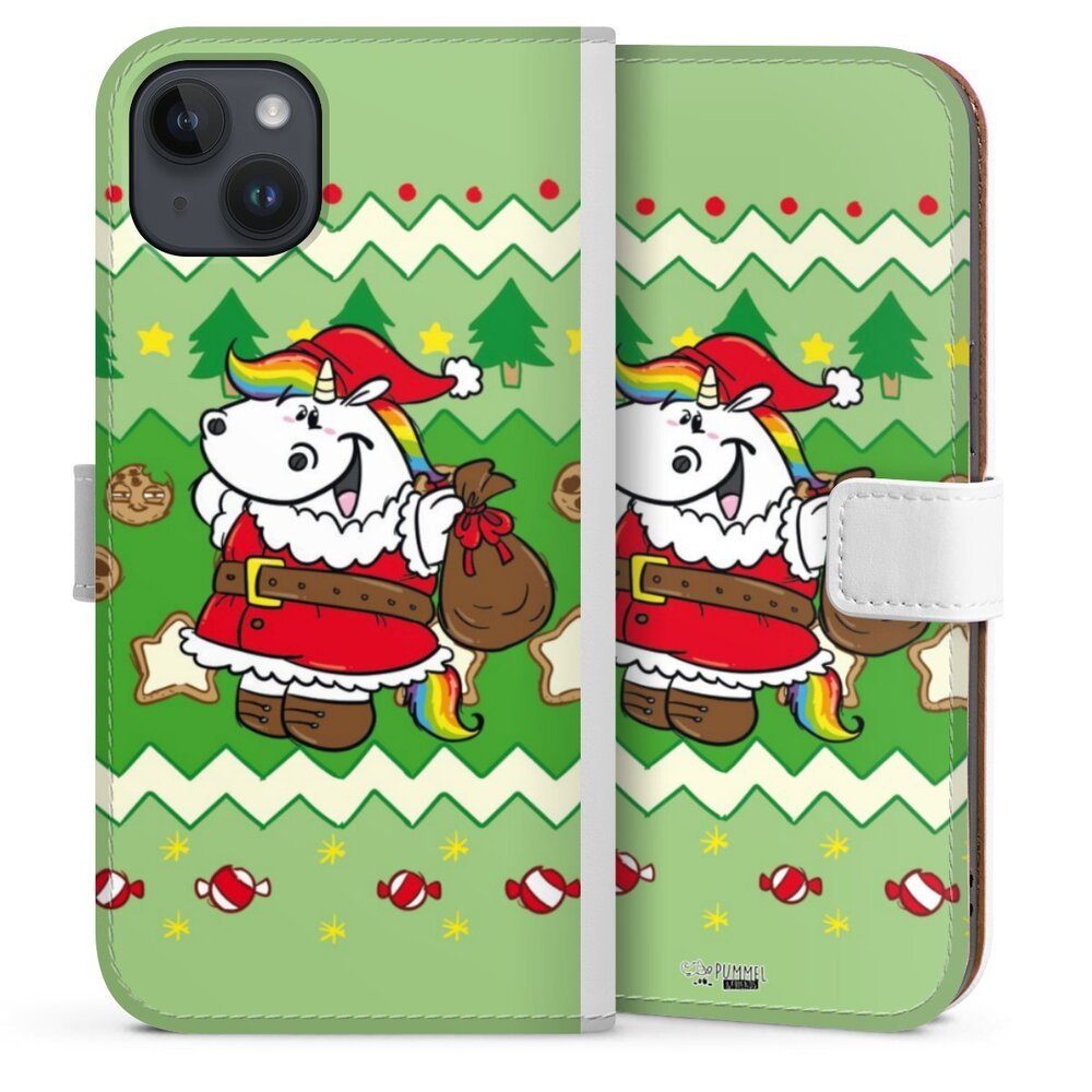 DeinDesign Handyhülle Ugly Christmas Pummeleinhorn Grün, Apple iPhone 14 Plus Hülle Handy Flip Case Wallet Cover