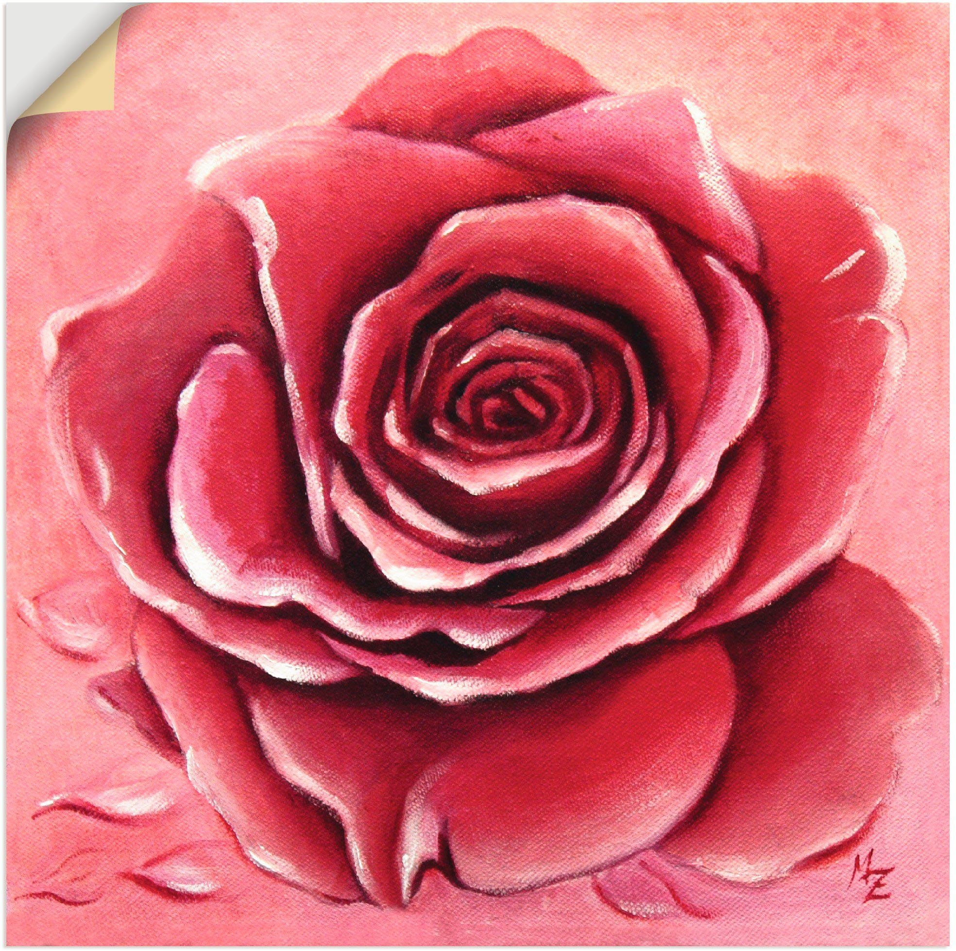 Poster Leinwandbild, als oder Rote St), versch. in Größen Wandbild Alubild, Wandaufkleber Artland (1 handgemalt, Rose Blumen