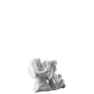 Rosenthal Engelfigur Engel klein Weiß matt Engelpaar mit Blumenkranz