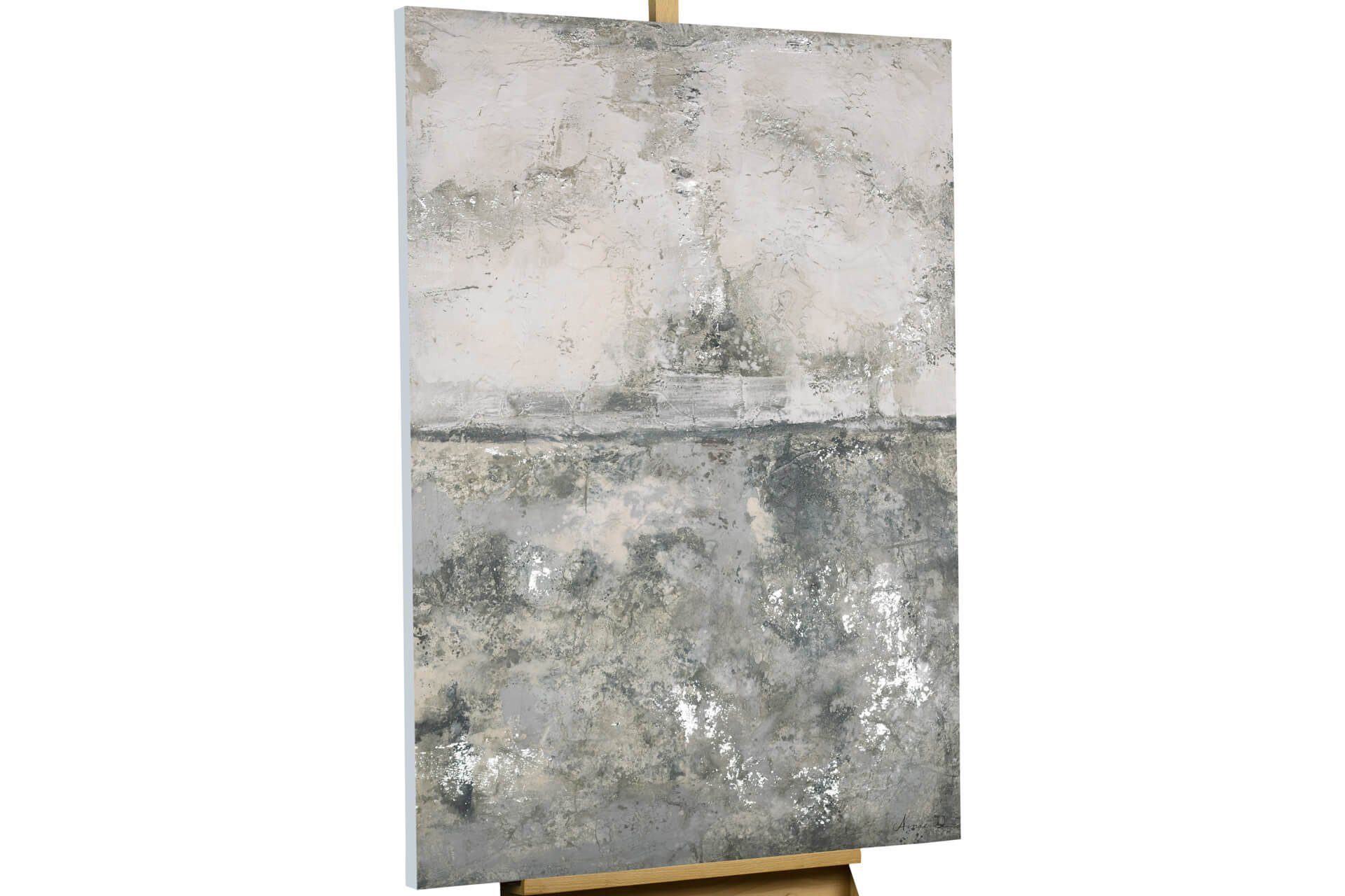 KUNSTLOFT Gemälde Wintry Weather 80x120 cm, Leinwandbild 100% HANDGEMALT Wandbild Wohnzimmer