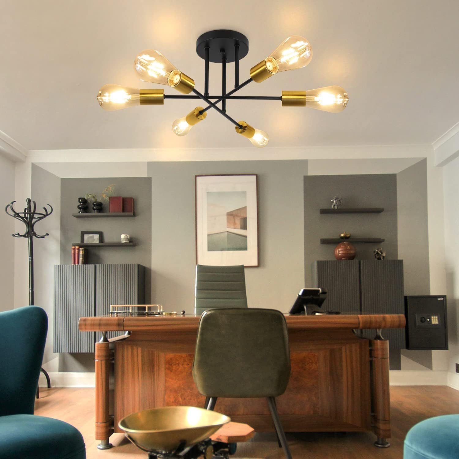 Nettlife Deckenleuchte Retro 6 Glühbirnen Wohnzimmer Lampe E27, LED wechselbar, Schlafzimmer Küche Esszimmer