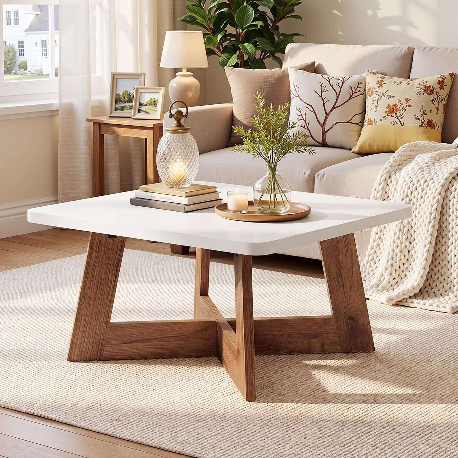 Tribesigns Couchtisch Quadratischer Couchtisch 80 cm für Wohnzimmer kleiner Mitteltisch