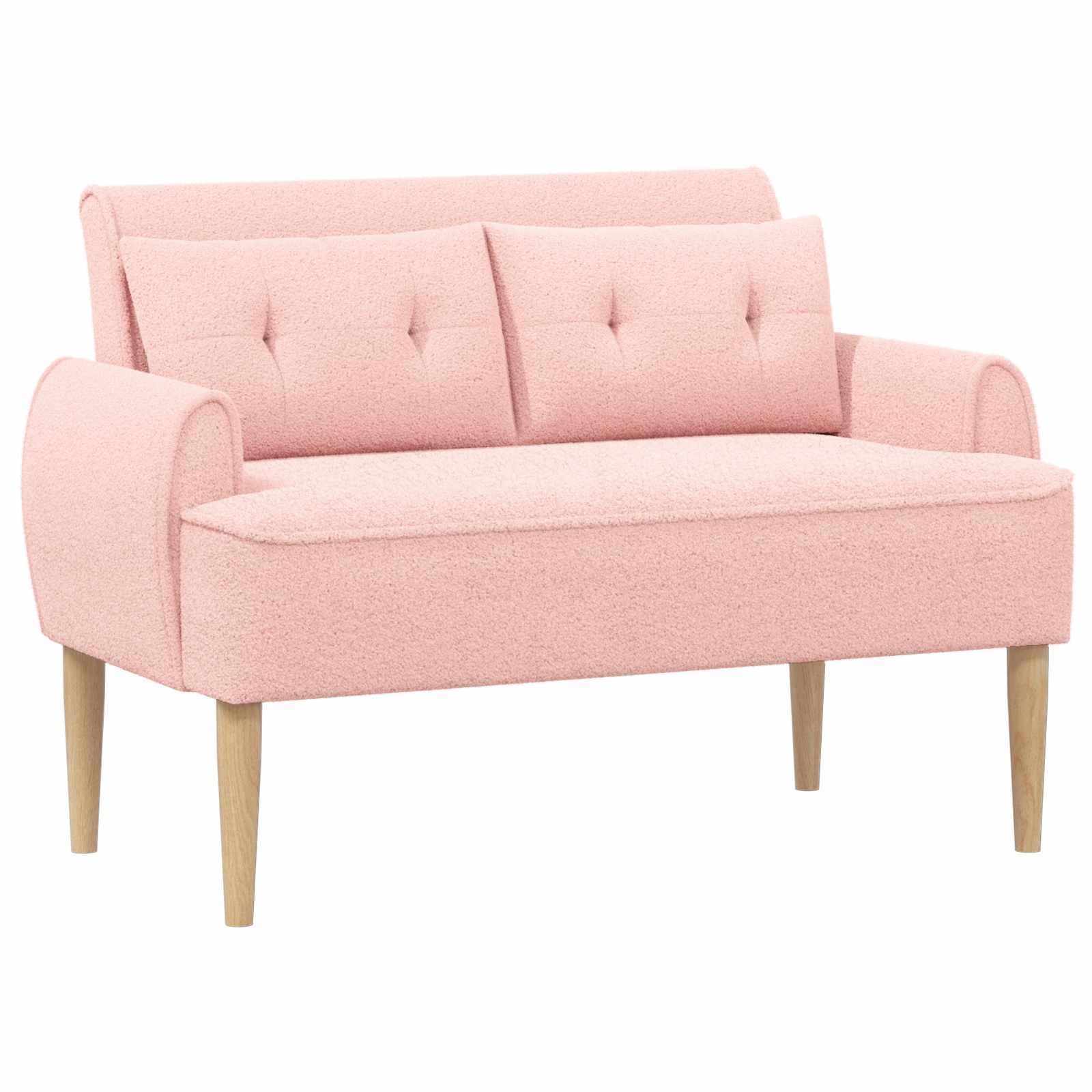 vidaXL Sitzbank Zweisitzer mit Knopfheftung Rosa 117 x 67 x 77 cm Bouclé (1-St)