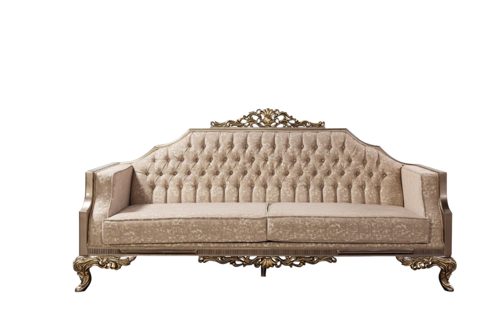 Xlmoebel Sofa Luxuriöses Barock-Sofa mit edlen Stoffen und geschwungenen Armlehnen, 1 Teile, Hergestellt in Europa