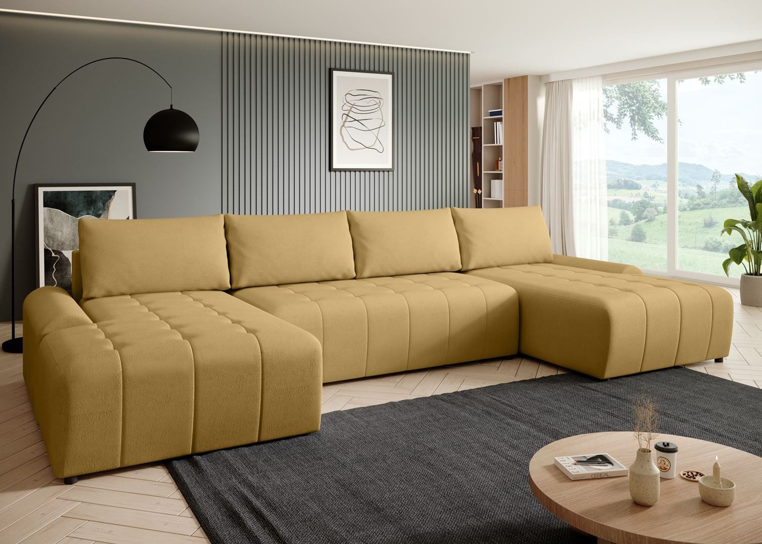 Beautysofa Ecksofa Costa U, inkl. Schlaffunktion, Bettkasten, modernes Lounge-Ecke für Wohnzimmer