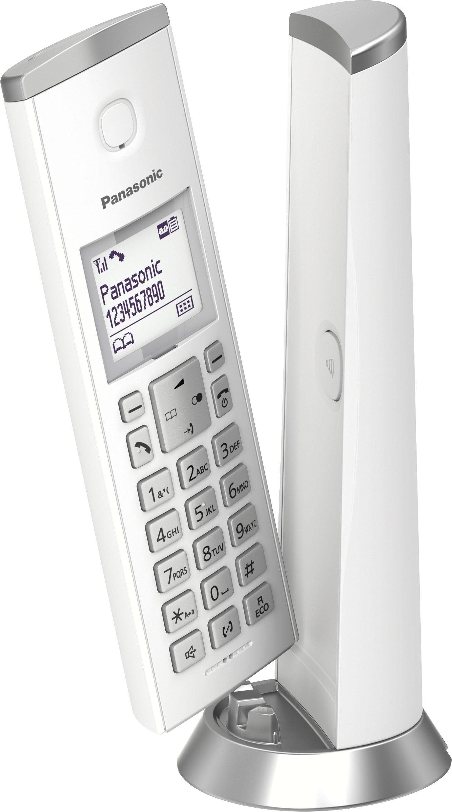 Panasonic KX-TGK220 Schnurloses DECT-Telefon (Mobilteile: 1, 4 Wege Navigationstaste) weiß/silberfarben | DECT-Telefone