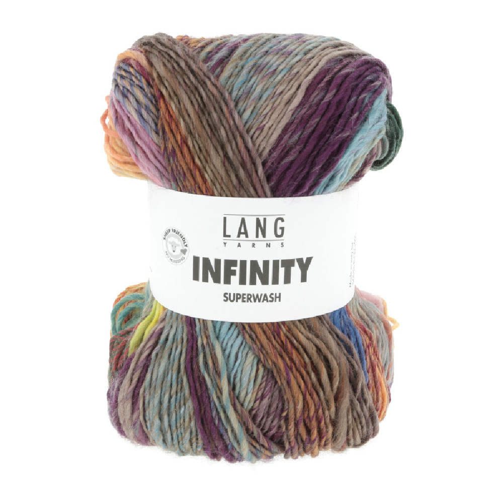 LANG YARNS INFINITY Häkelwolle, 260 m (100 Gramm), Merinowolle mit unregelmaßigen Farbverläufen mulesingfrei