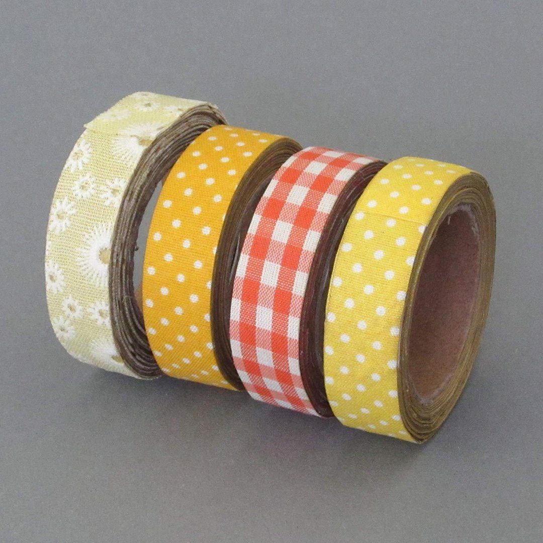 Gasper Bastelband Stoff-Klebetape 4er Set. 2,5cm x 3m. Textil Klebeband, Tape