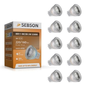 SEBSON LED-Leuchtmittel LED Lampe GU4/ MR11 warmweiß 3W 220lm Spotlight 12V DC - 10er Pack