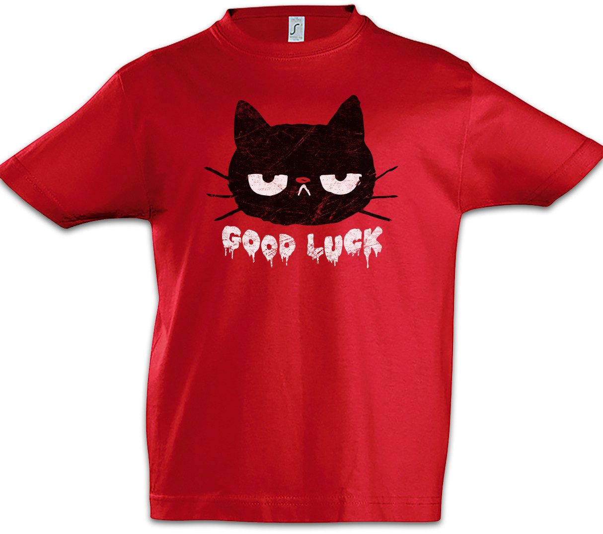 Print-Shirt Cat Good Luck Kinder T-Shirt Cat Katze Liebe Cats Katzen Fun Sucht