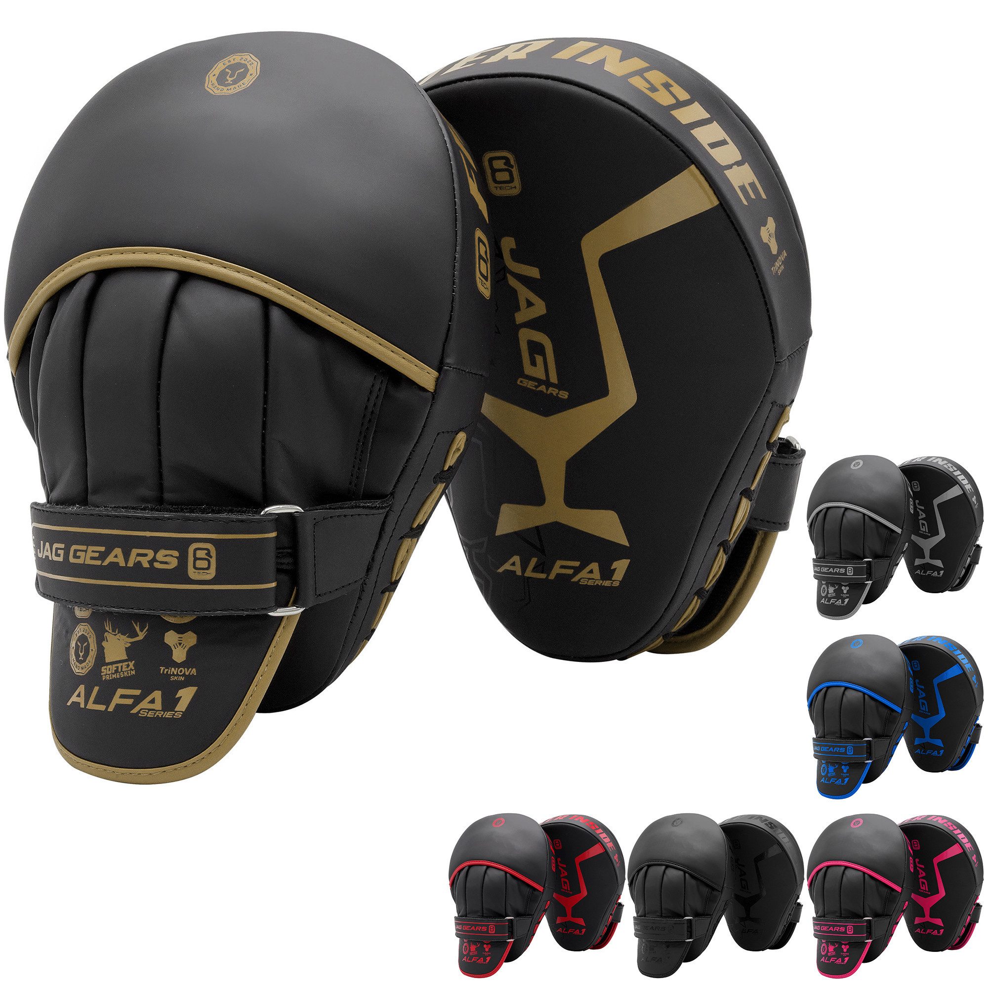 JAG GEARS Pratze Handpratzen Boxpads Schlagpolster MMA Kickboxen Muay Thai, Focus Mitts, Hochwertiges Leder, hochdichte Polsterung und ergonomischer Griff