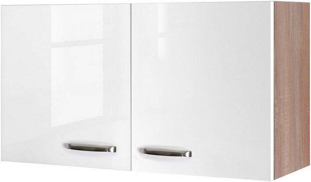Flex-Well Exclusiv Oberschrank Valero 100 cm x 55 cm Hochglanz Weiß-Sonoma Eiche