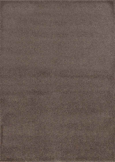 Teppich Unicolor - Einfarbig, Teppium, Rechteckig, Höhe: 11 mm, Einfarbig Kurzflor Teppich Wohnzimmer Mocca Modern Rücken aus Filz