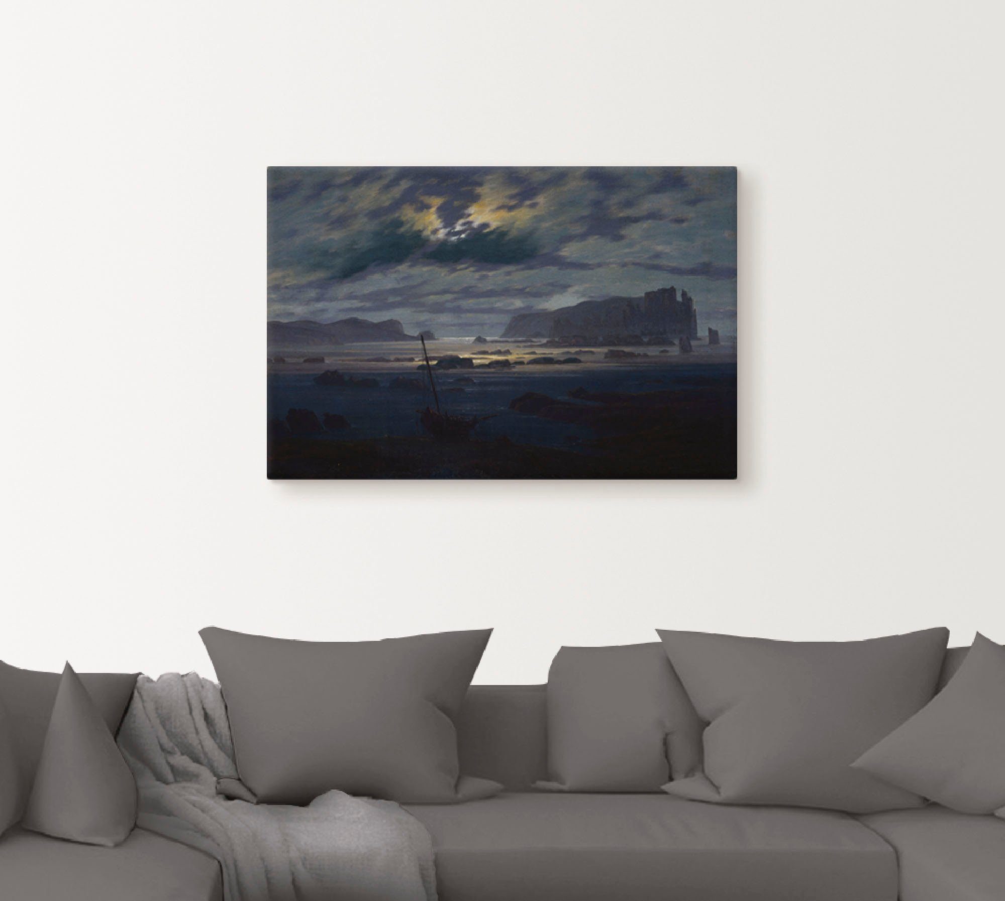 nordischer Leinwandbild, Artland Meerlandschaft, Poster (1 Mondnacht in Alubild, St), über versch. als Wandbild oder Gewässer Größen Wandaufkleber