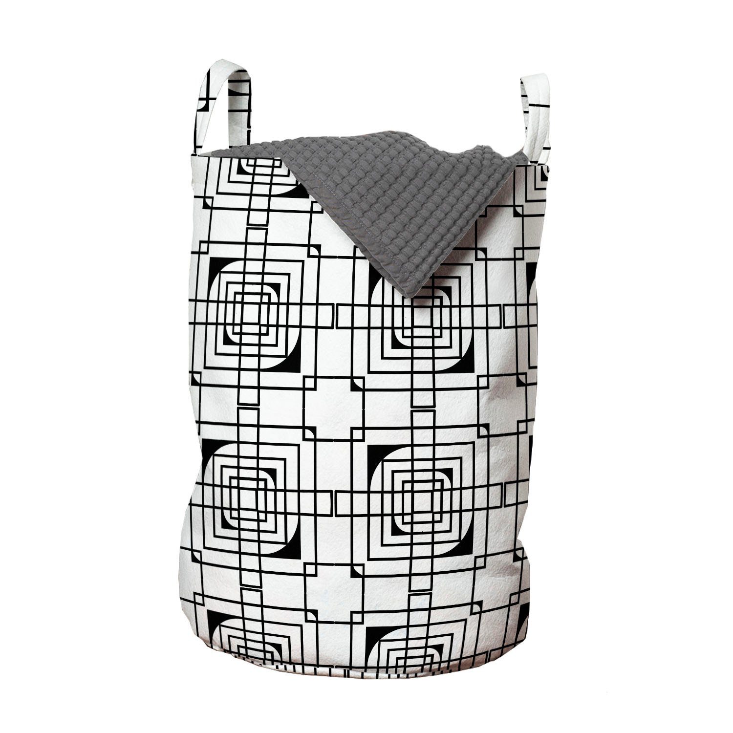 Abakuhaus Wäschesäckchen Wäschekorb mit Griffen Kordelzugverschluss für Waschsalons, Geometrisch Konzentrische Formen Artwork