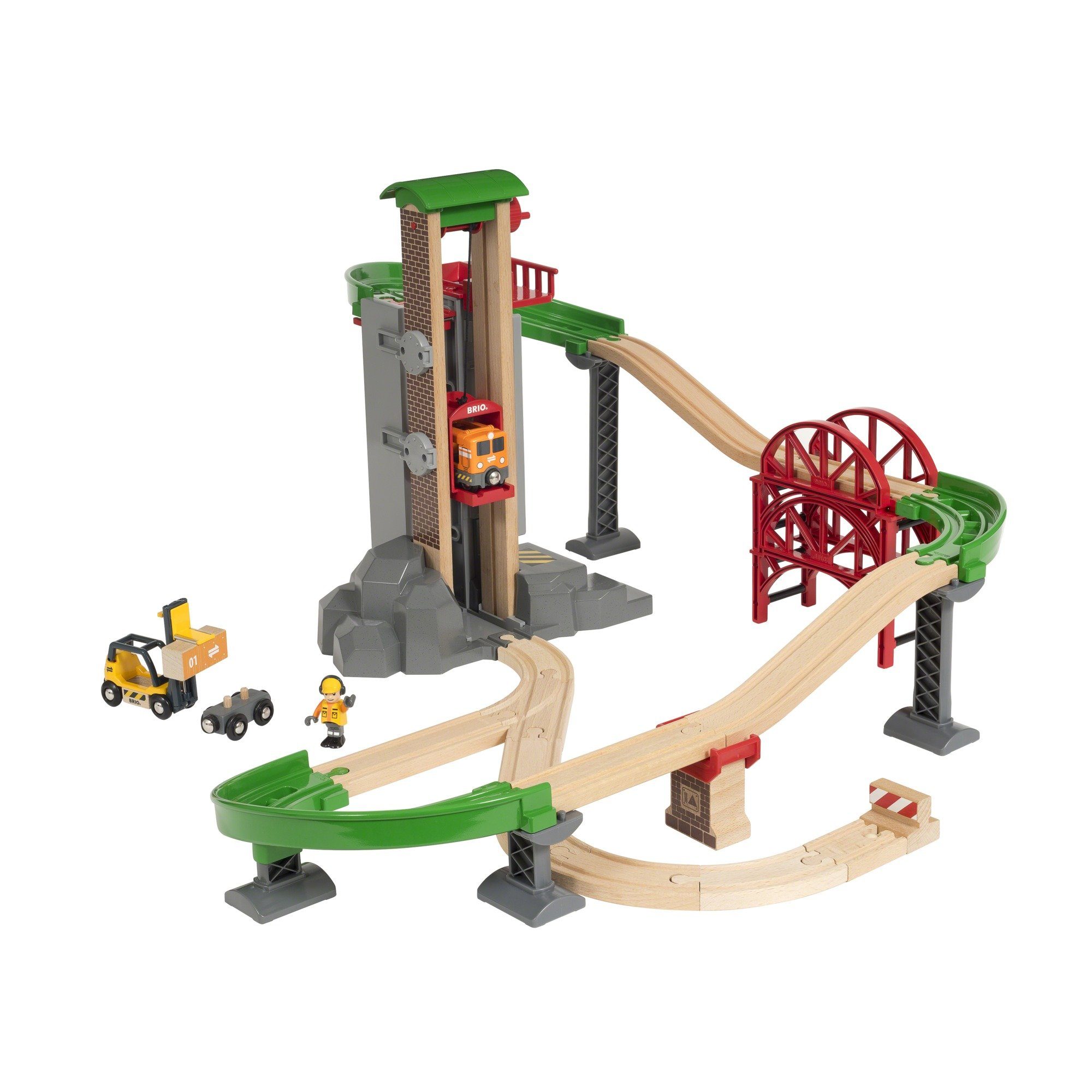 BRIO® Spielzeugeisenbahn-Set BRIO World World Großes Lagerhaus-Set mit Aufzug