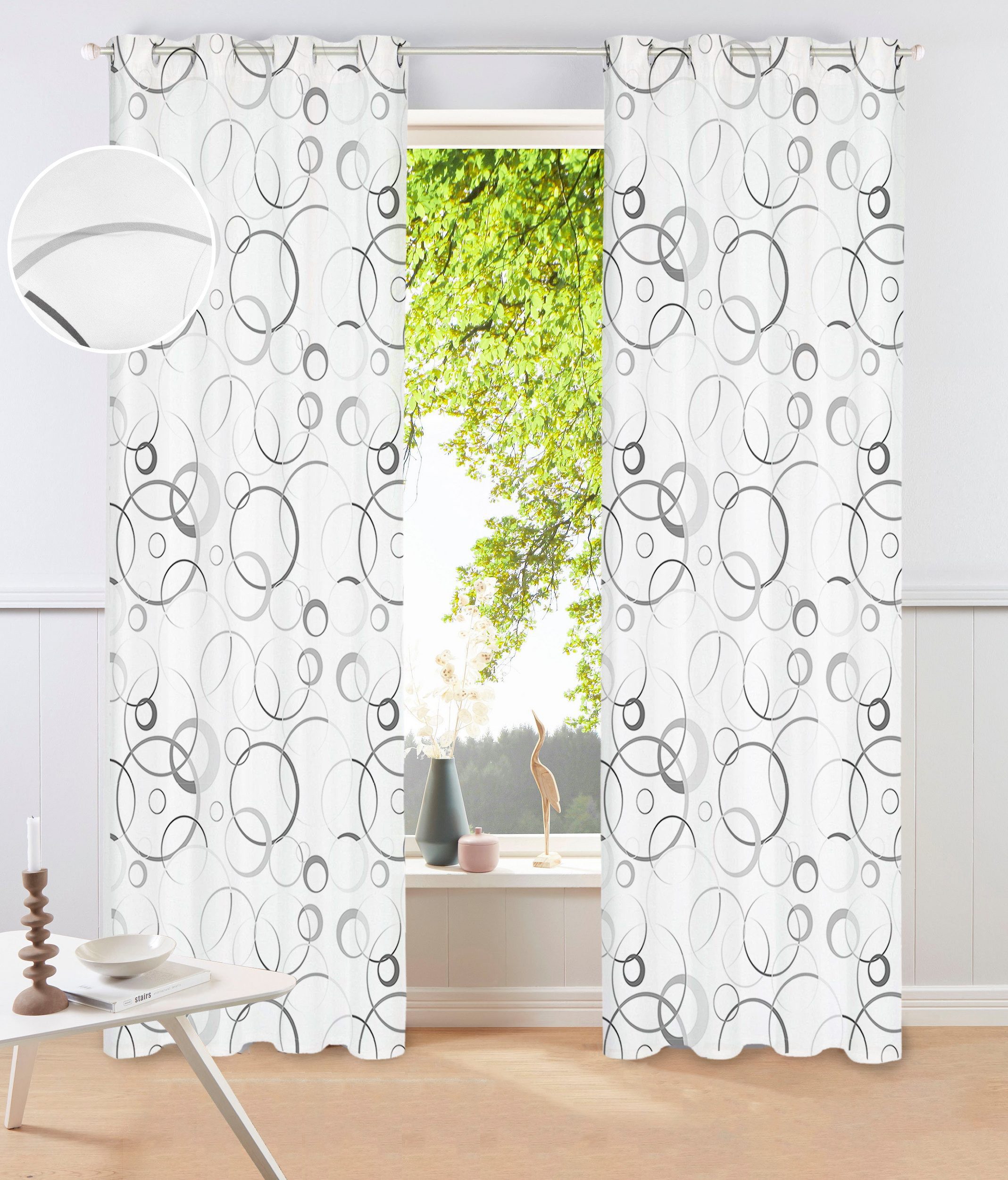 Bruno Banani Gardine Maze (1 St), Ösen, blickdicht, 1 Schal, mit modernen K günstig online kaufen