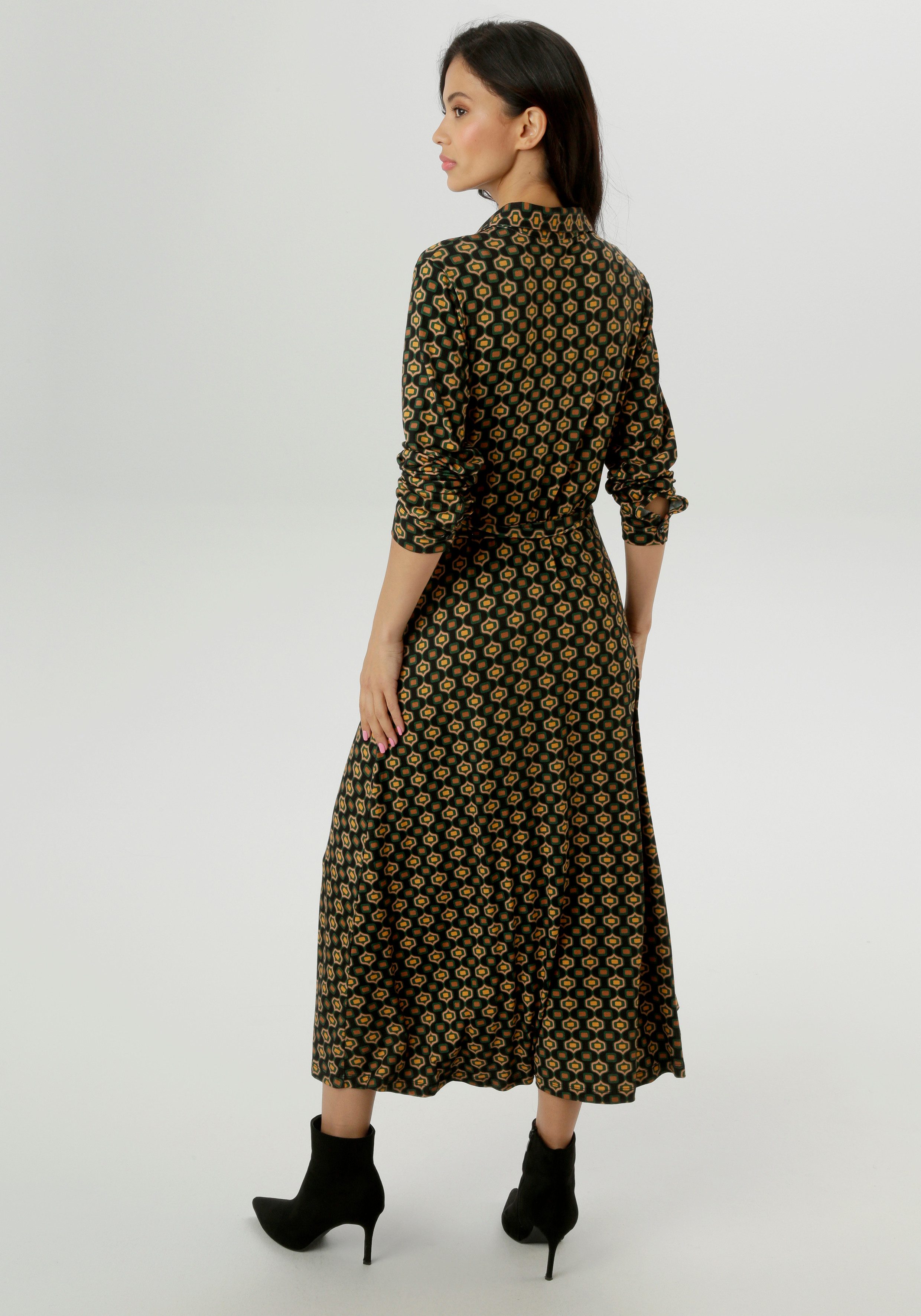 Aniston SELECTED Jerseykleid mit Retromuster und abnehmbarem Bindeband günstig online kaufen