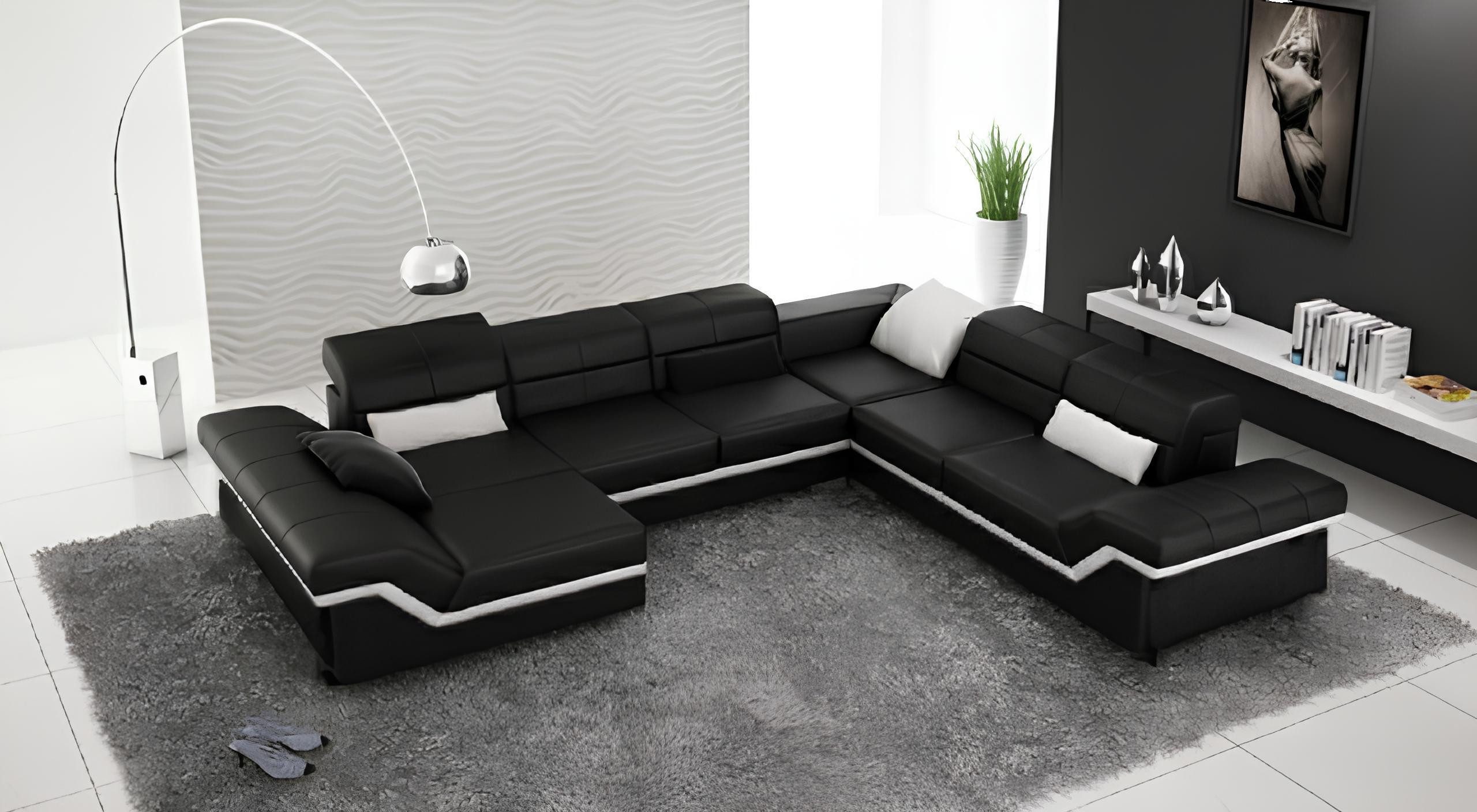 Xlmoebel Wohnlandschaft Ecksofa NEWYORK aus Leder mit bequemer Polsterung in modernem Design, 1 Teile, Hergestellt in Europa